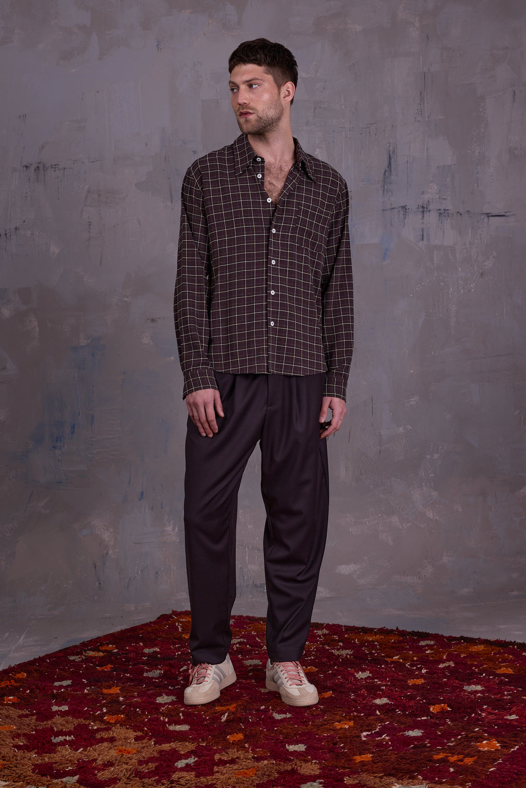 Godfried shirt in brown ecru checks