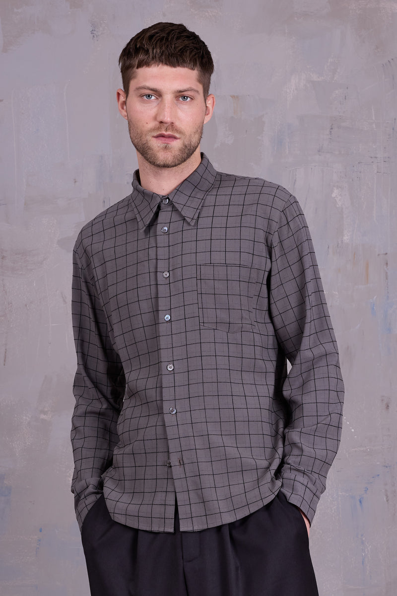 Godfried shirt in grey black checks