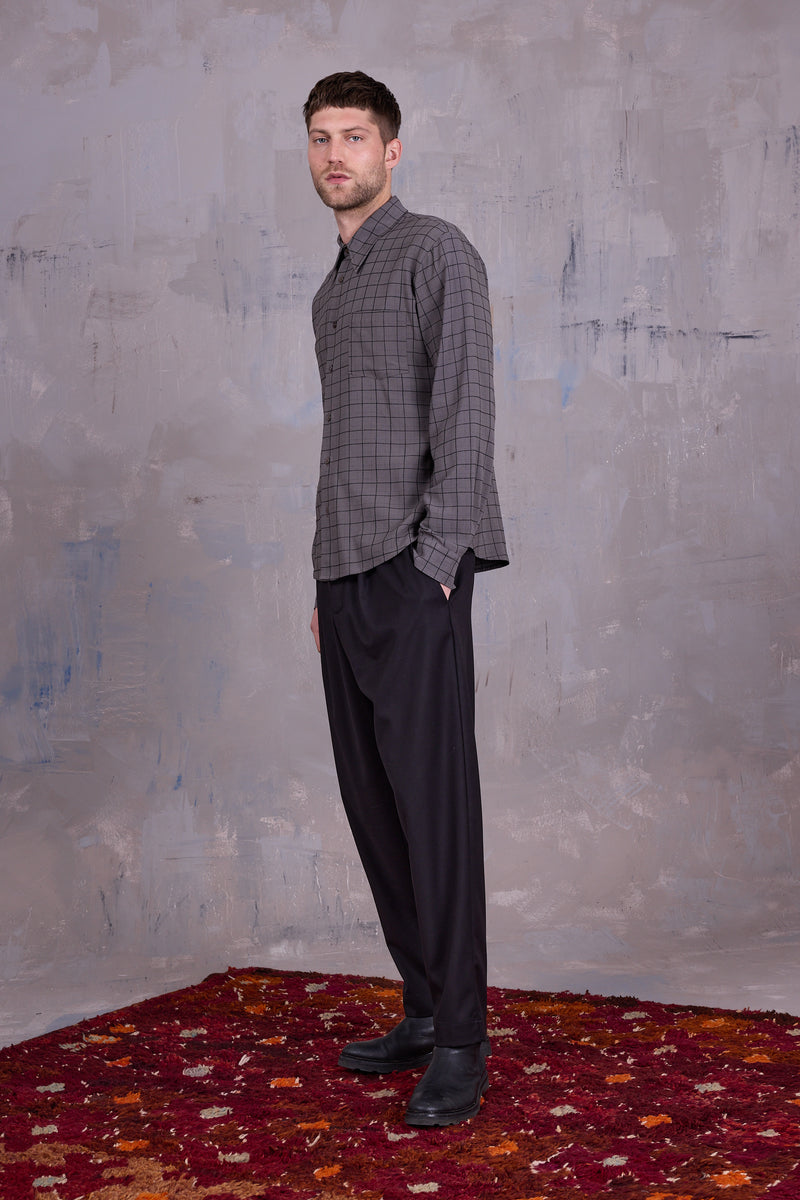 Godfried shirt in grey black checks
