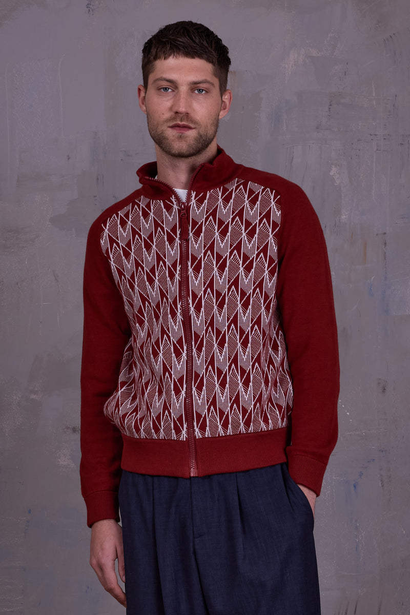 Goof cardigan in red clay/soft shell