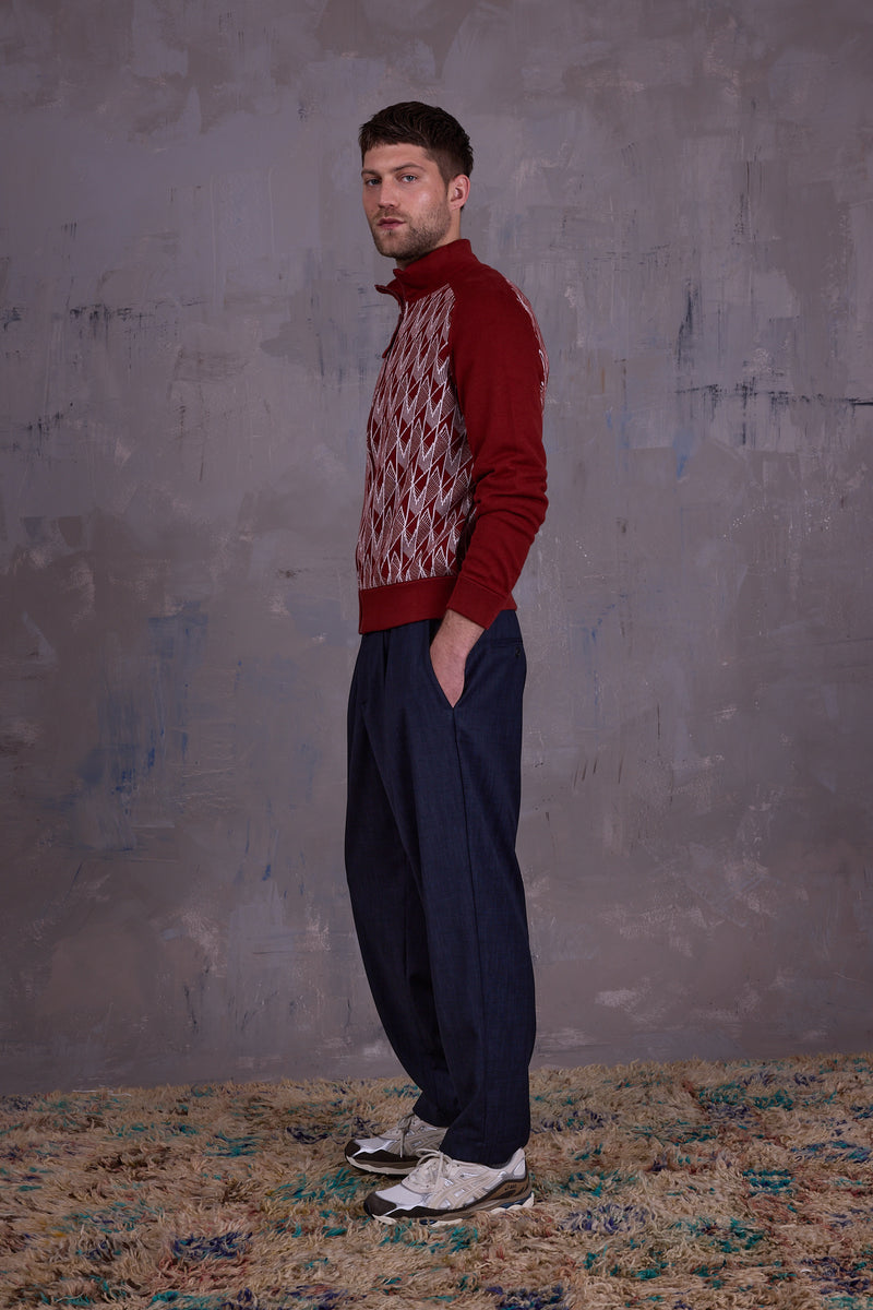 Goof cardigan in red clay/soft shell