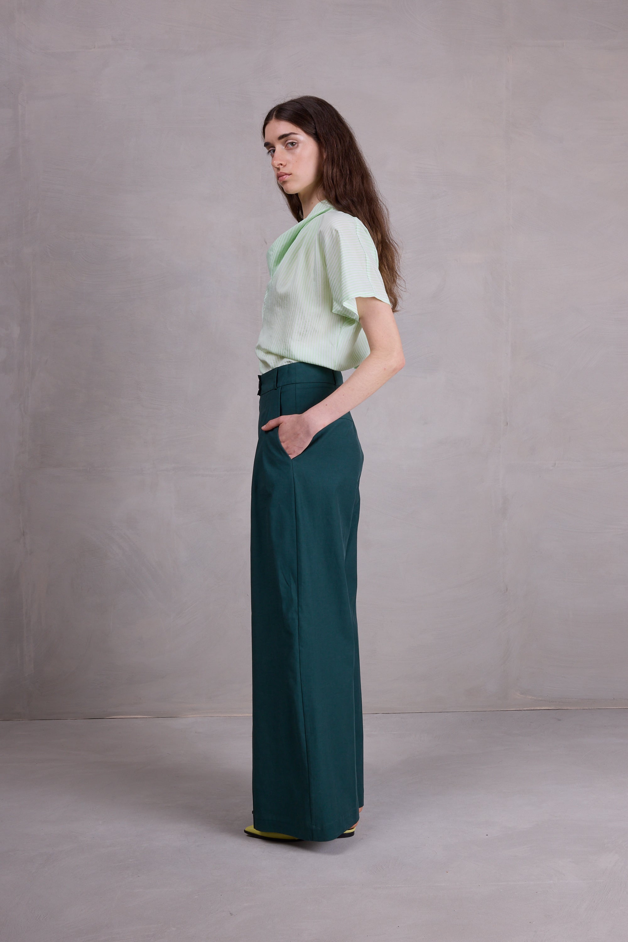 Filipa lichtgroen gestreepte blouse