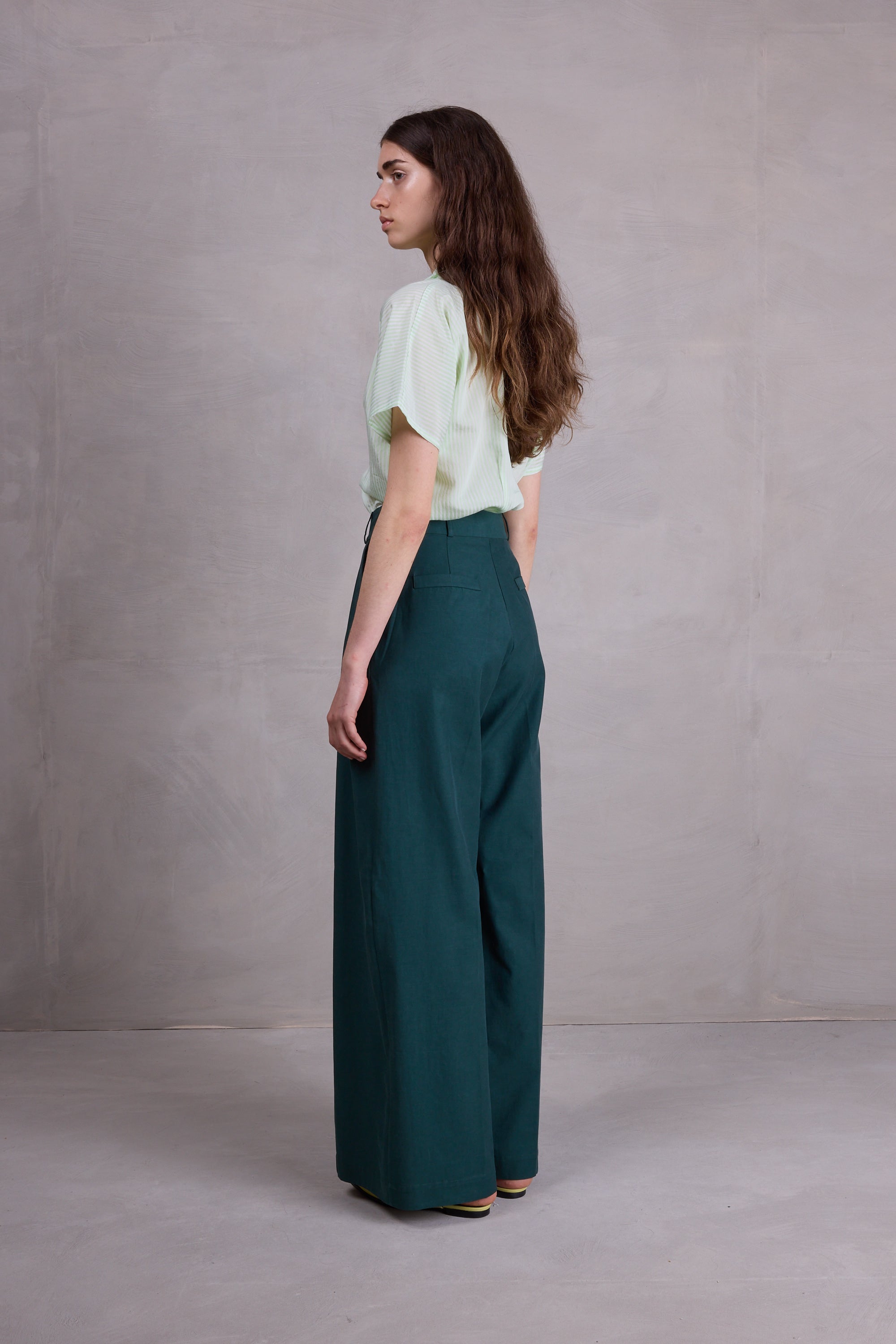 Filipa lichtgroen gestreepte blouse