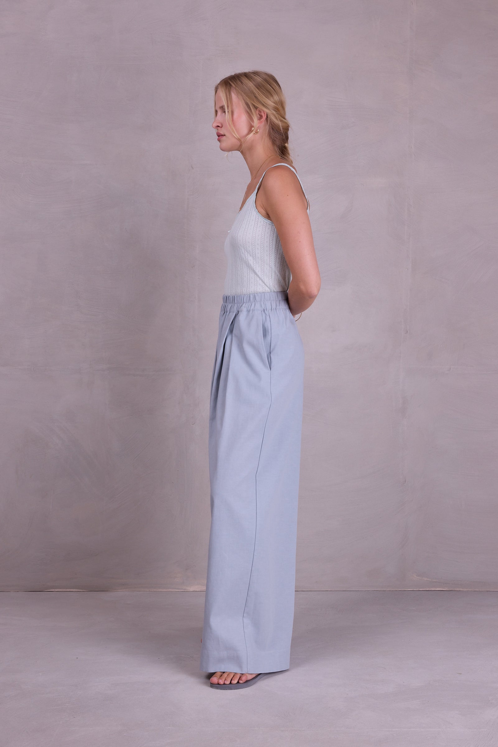 Fleur celadon pointelle jersey topje