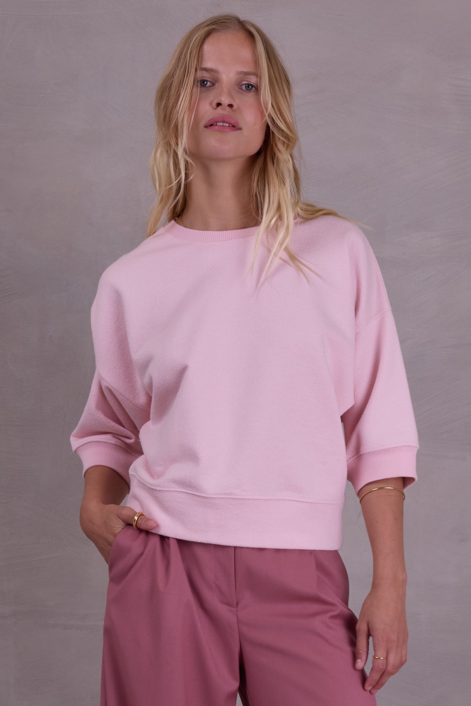 Pull ajusté rose fauve