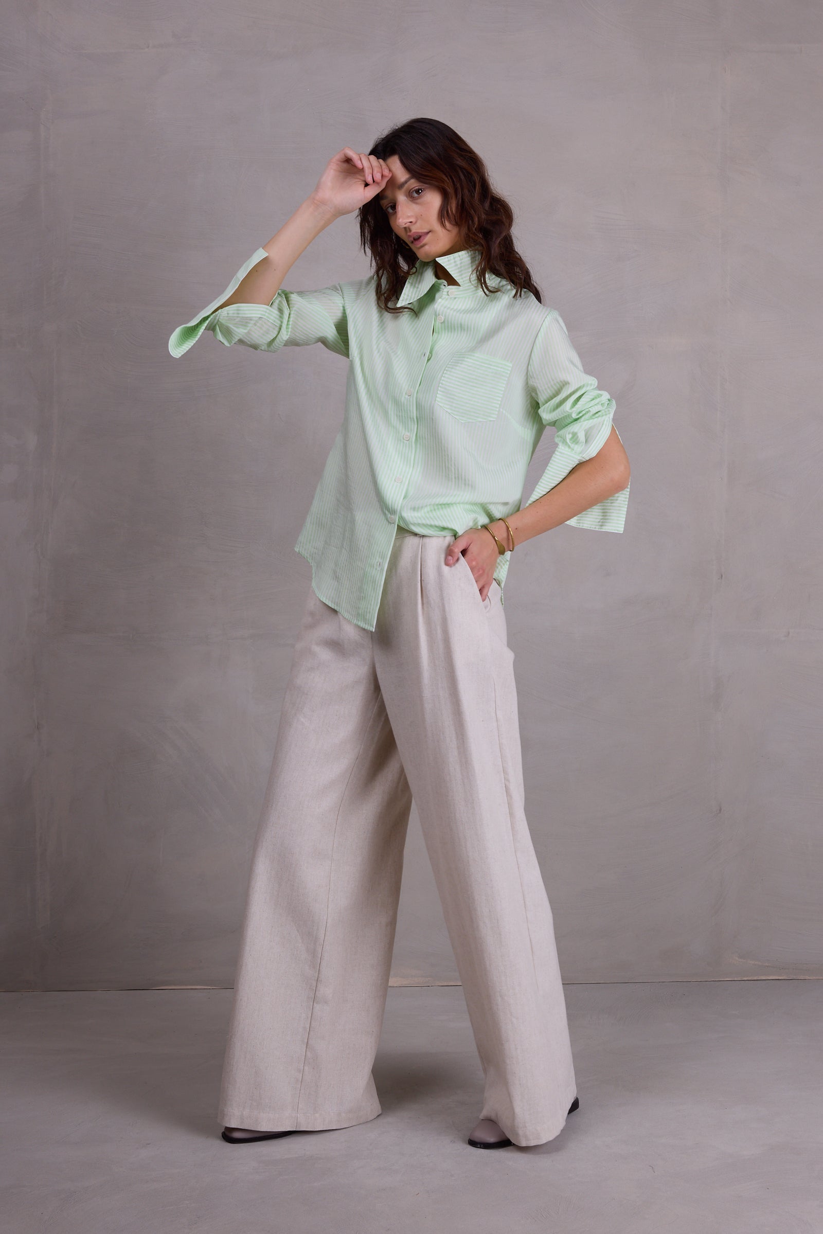 Filou lichtgroen gesteept hemd