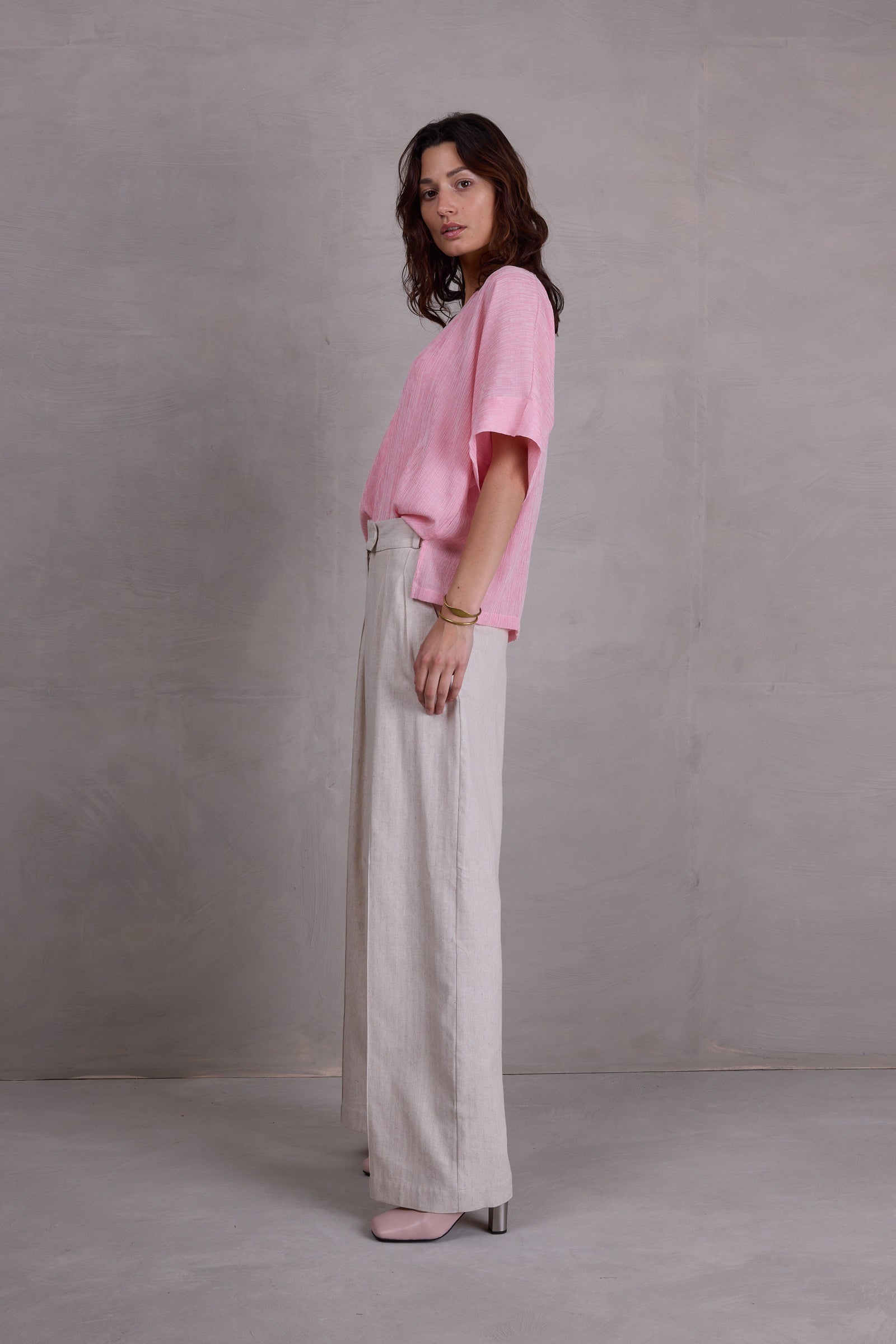 Faro flamingo pink pleated blouse