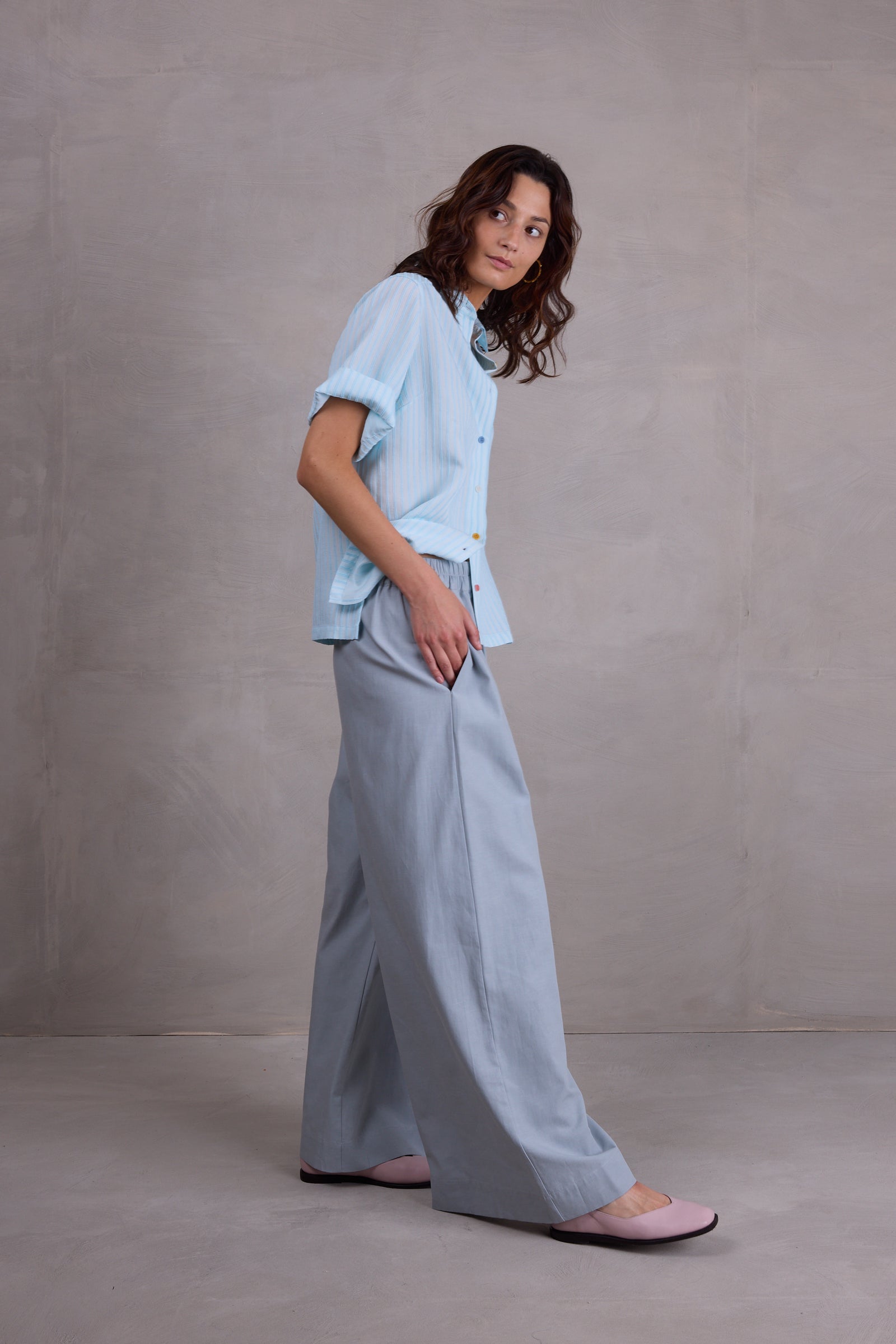 Falma lichtblauw gestreept hemd