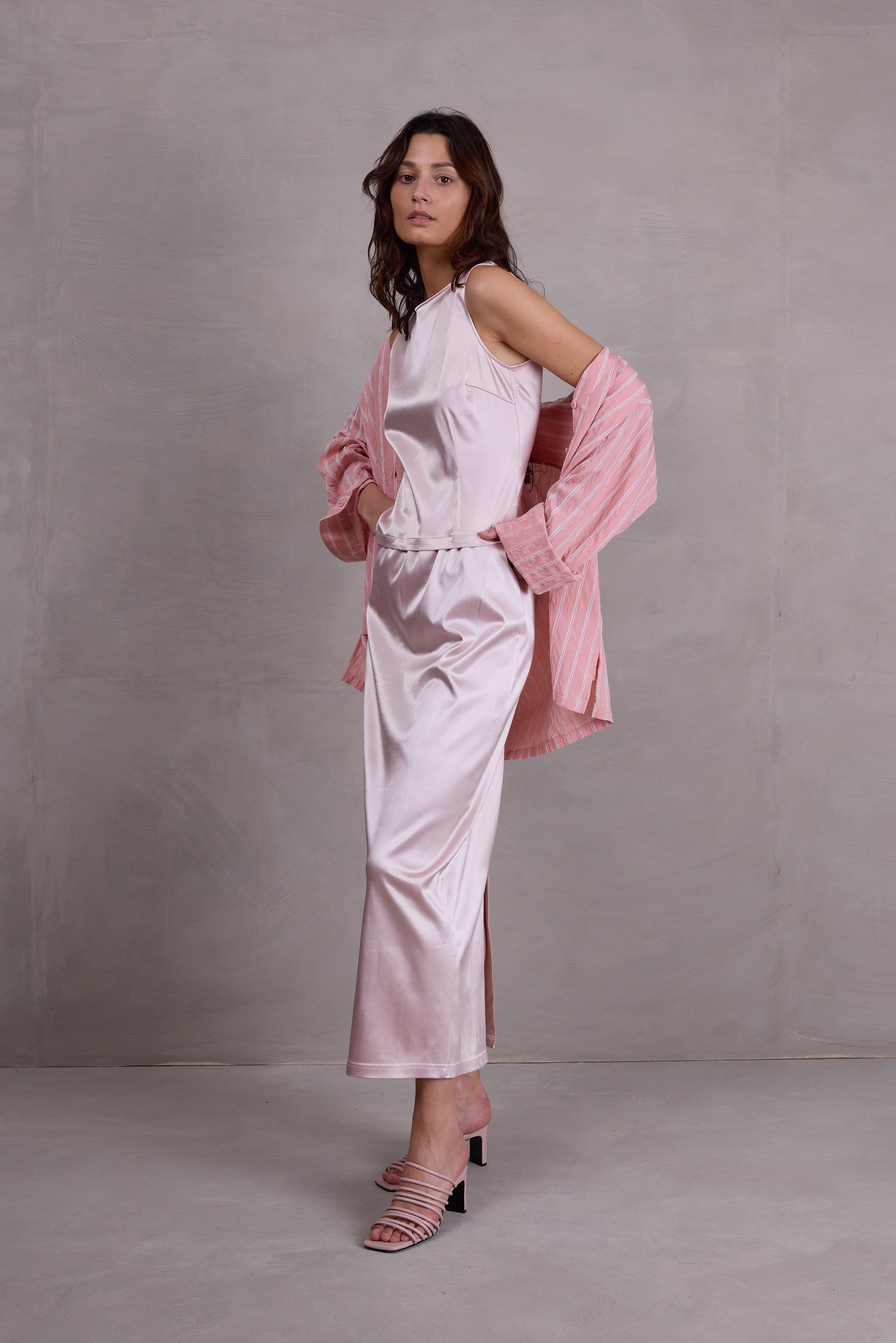 Danielle blush Top aus Satin