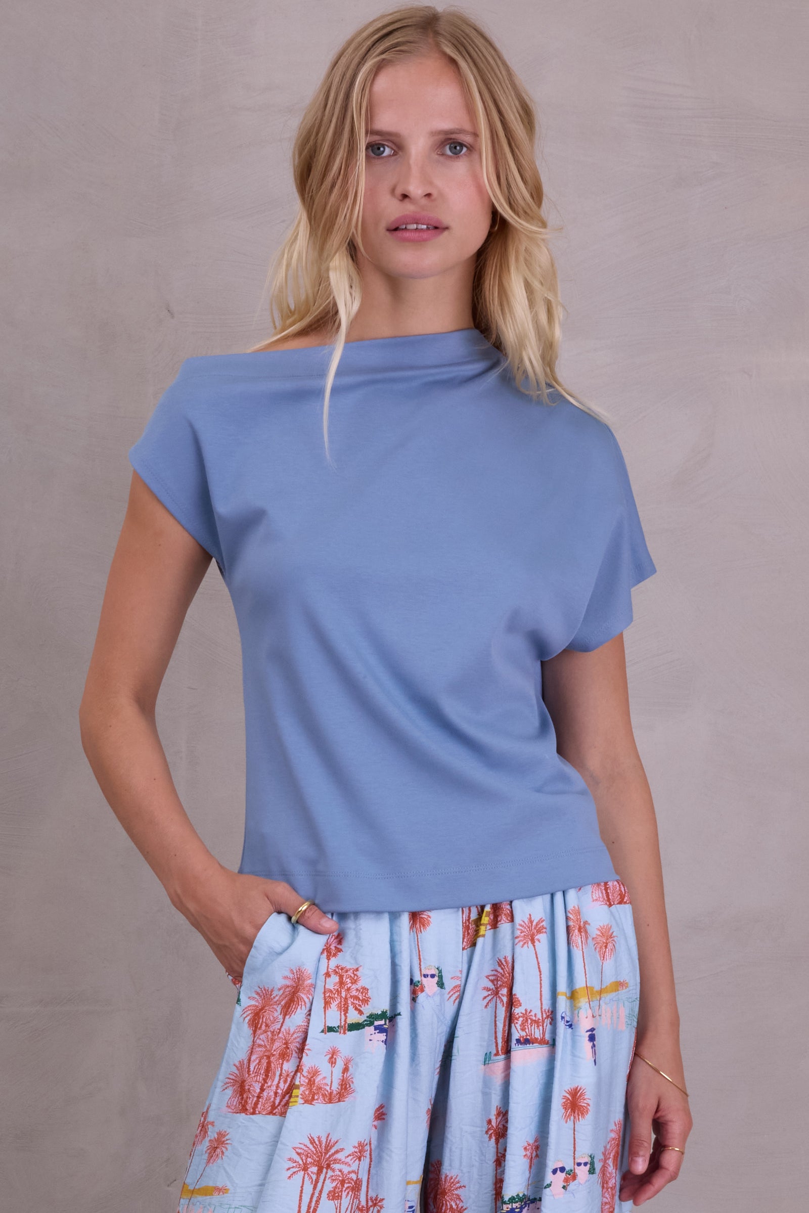 Fella asymmetrical top in dusk blue