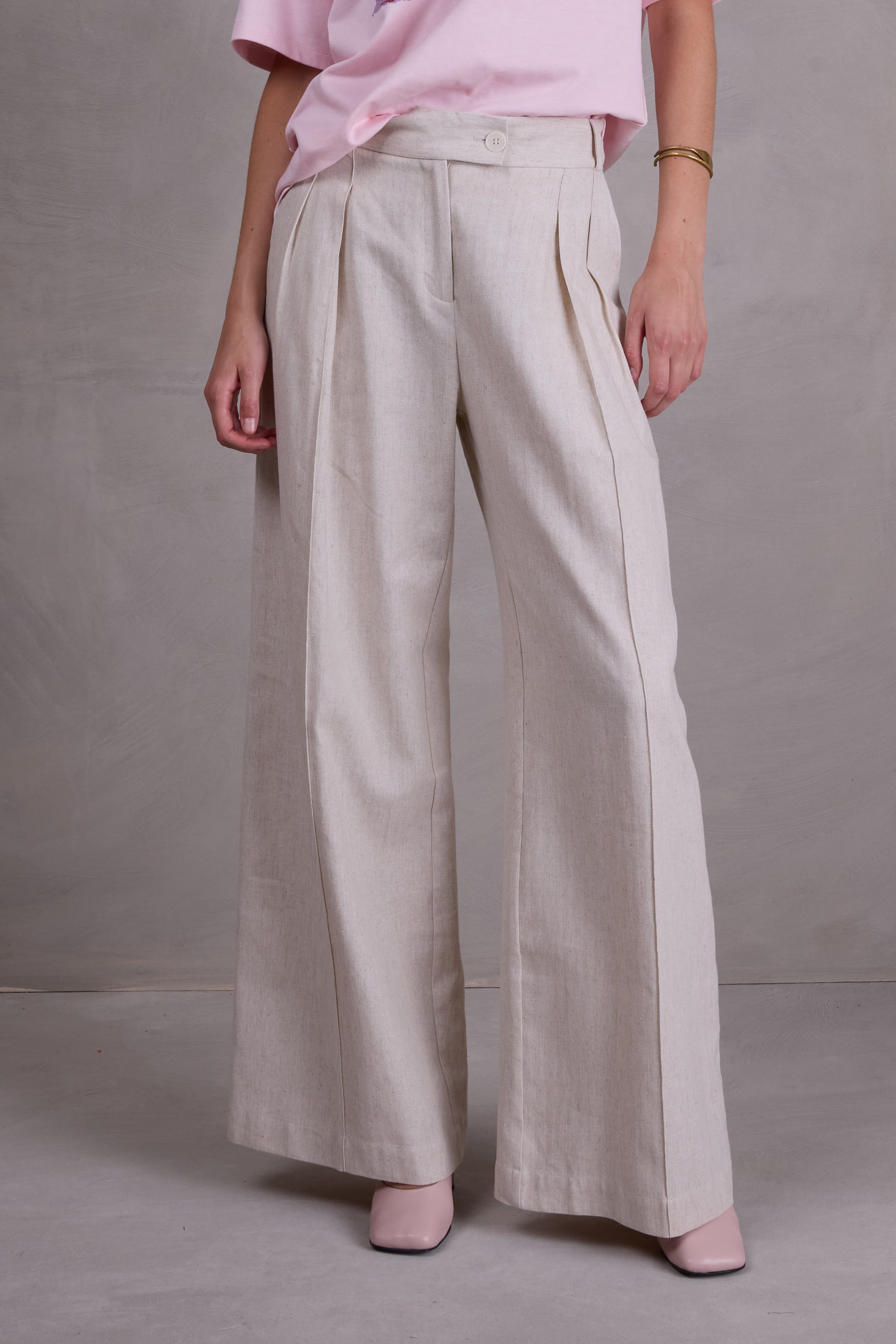 Cezar trousers in sand herringbone