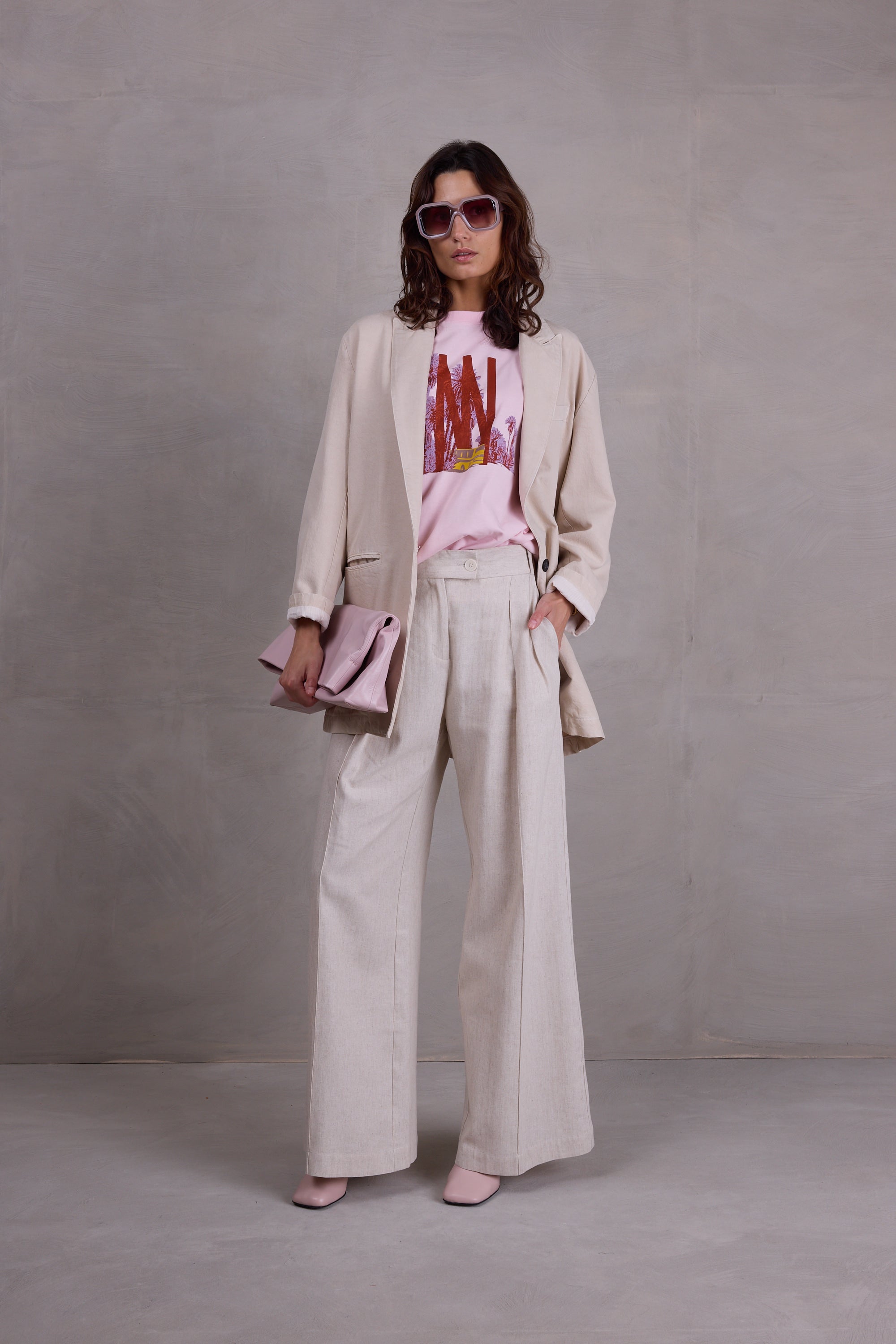 Cezar trousers in sand herringbone