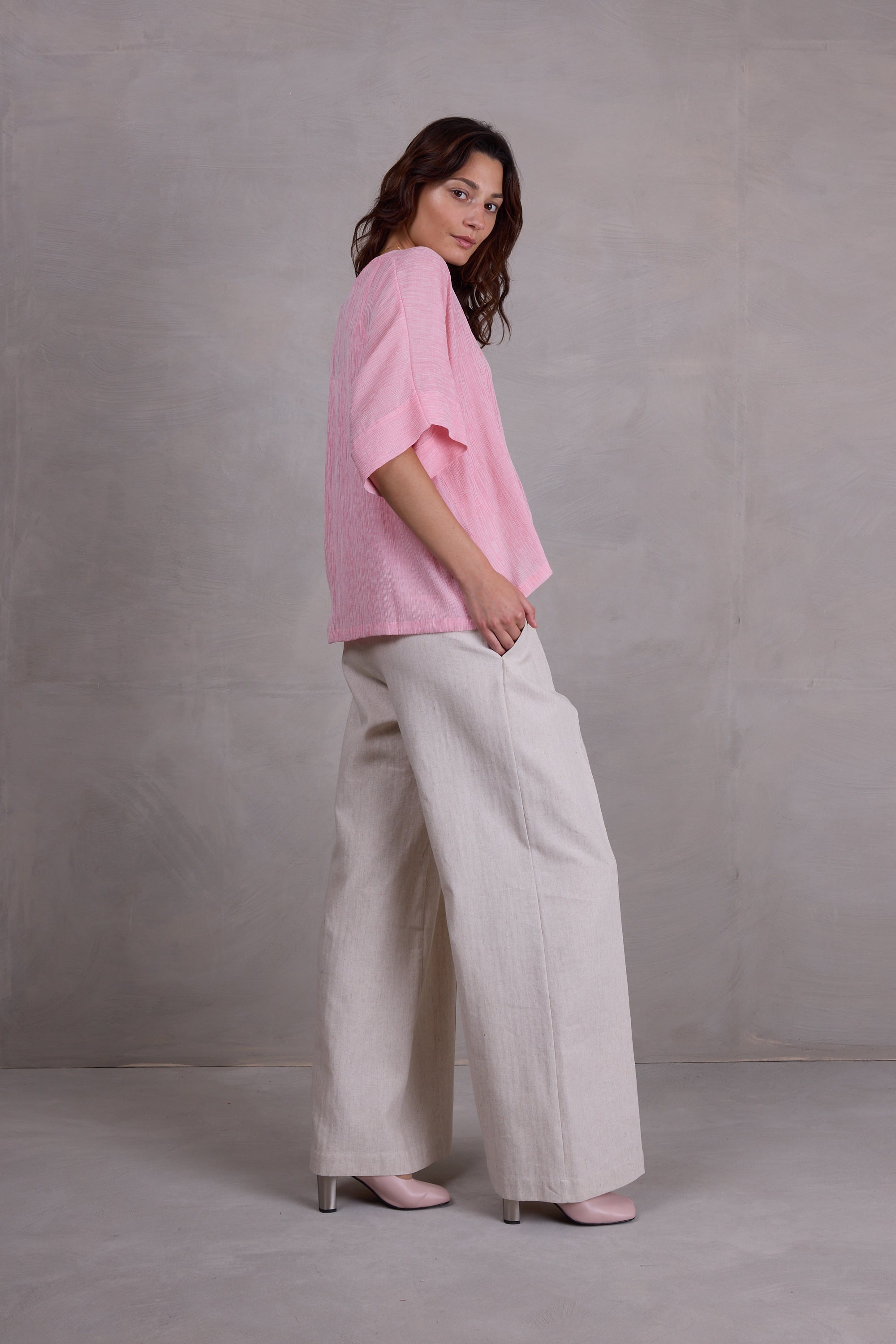 Cezar trousers in sand herringbone