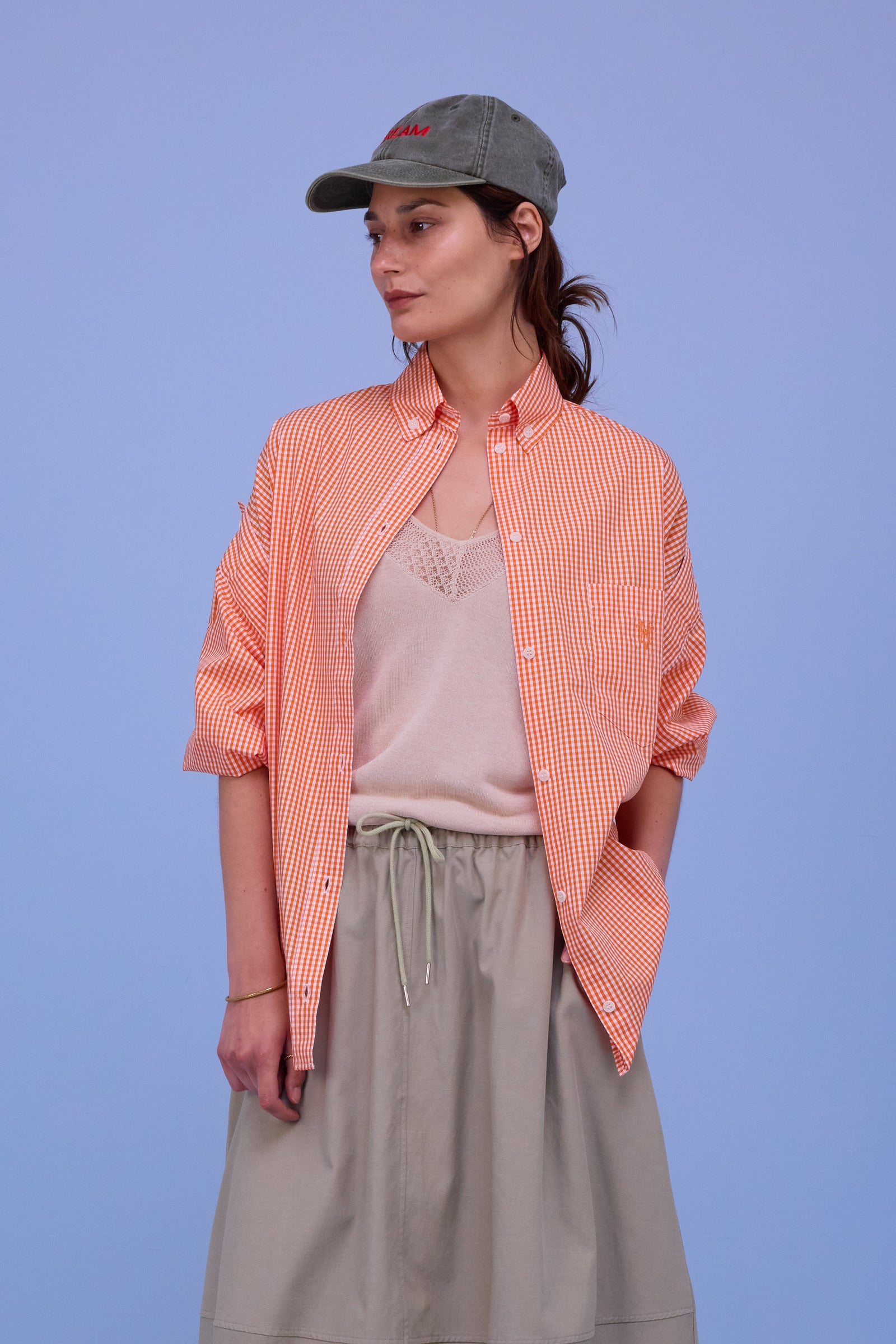 Harper shirt in vichy orange checks