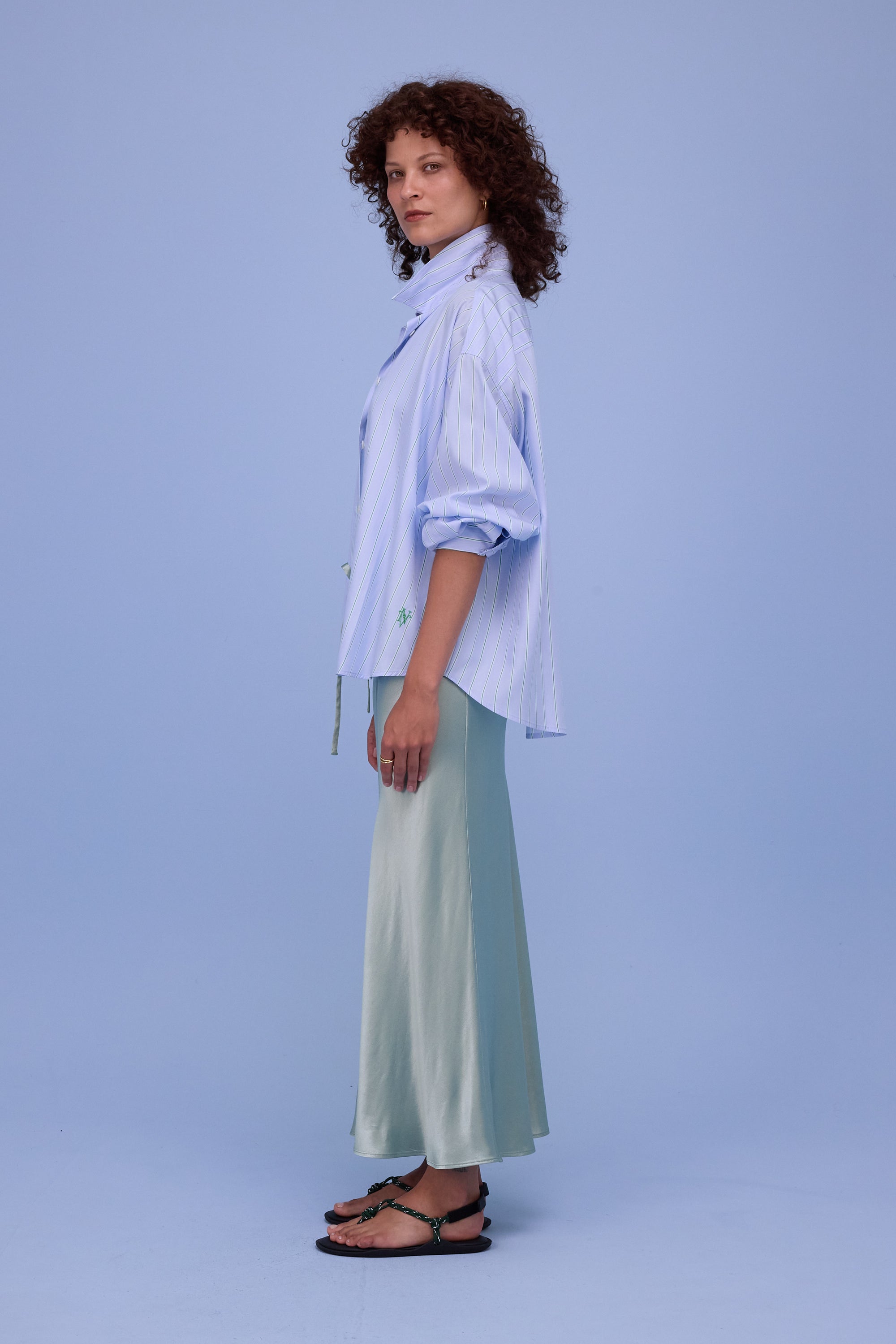 Hermine shirt in blue green stripes