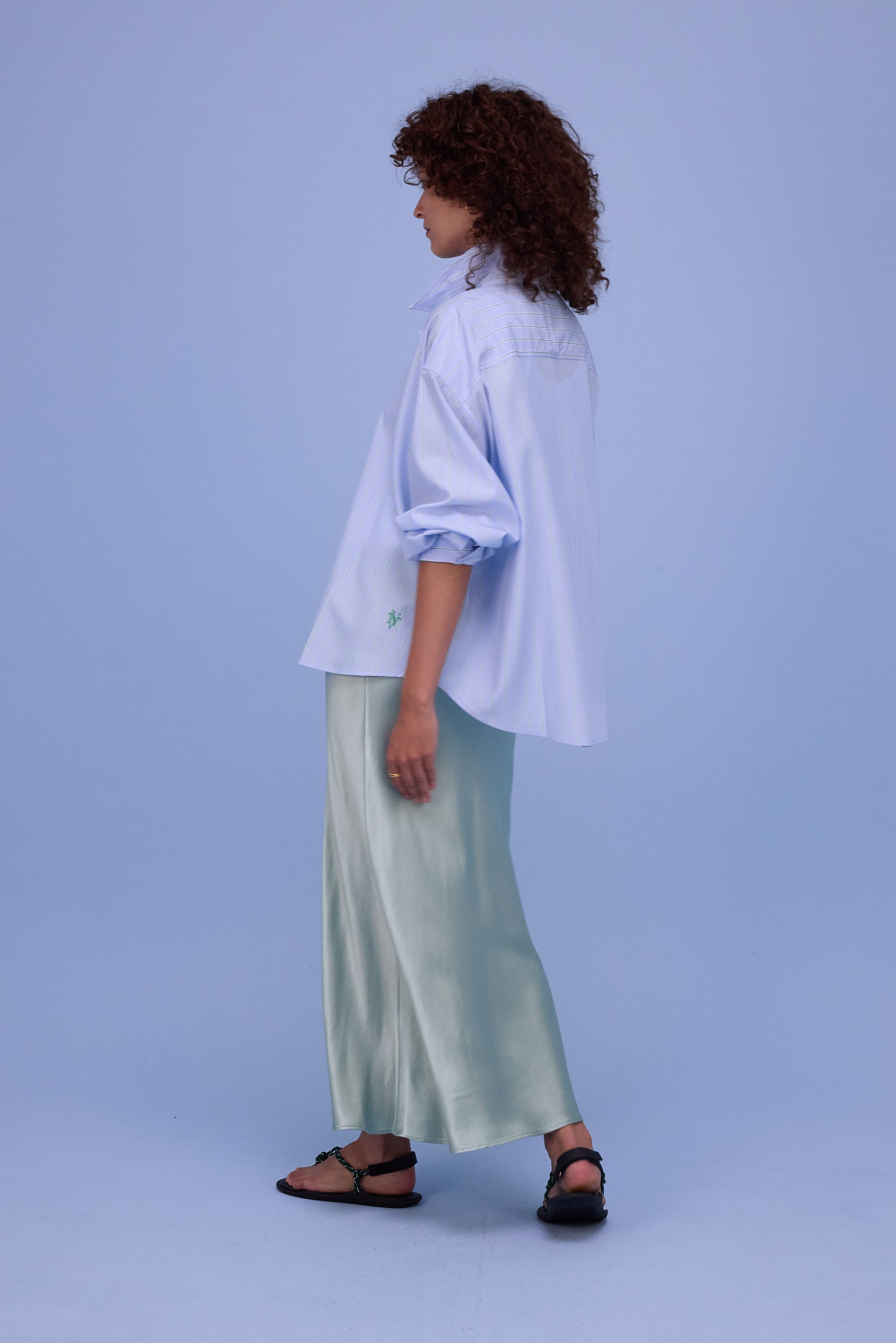 Hermine shirt in blue green stripes