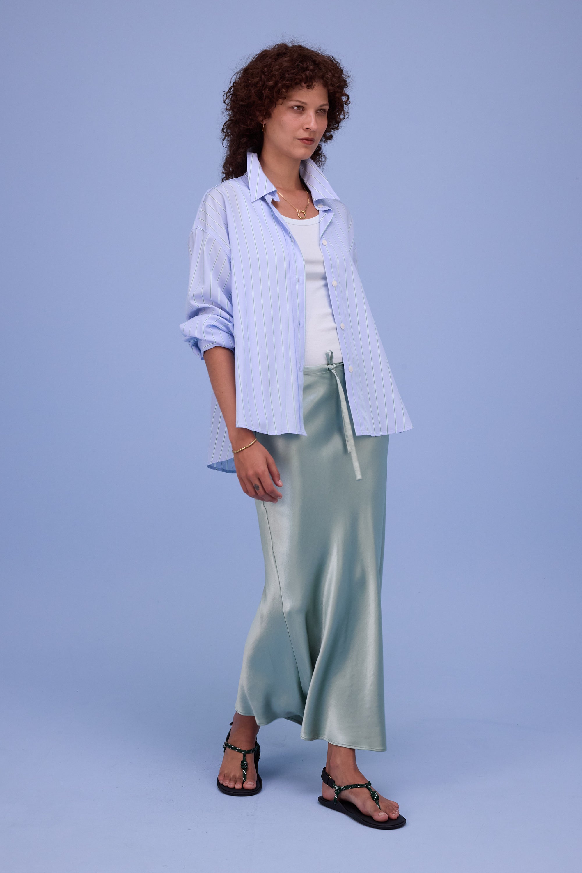 Hermine shirt in blue green stripes