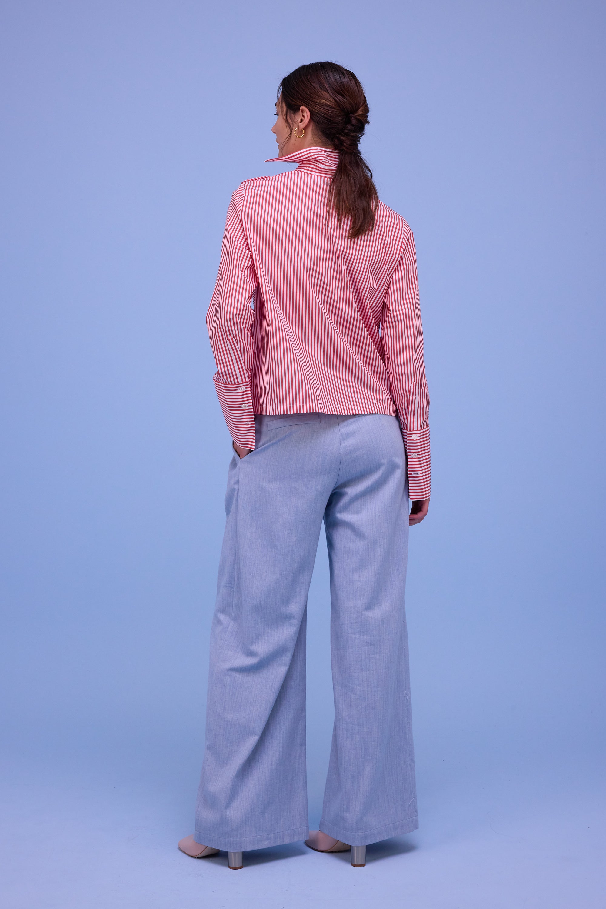 Halle blouse in red stripes