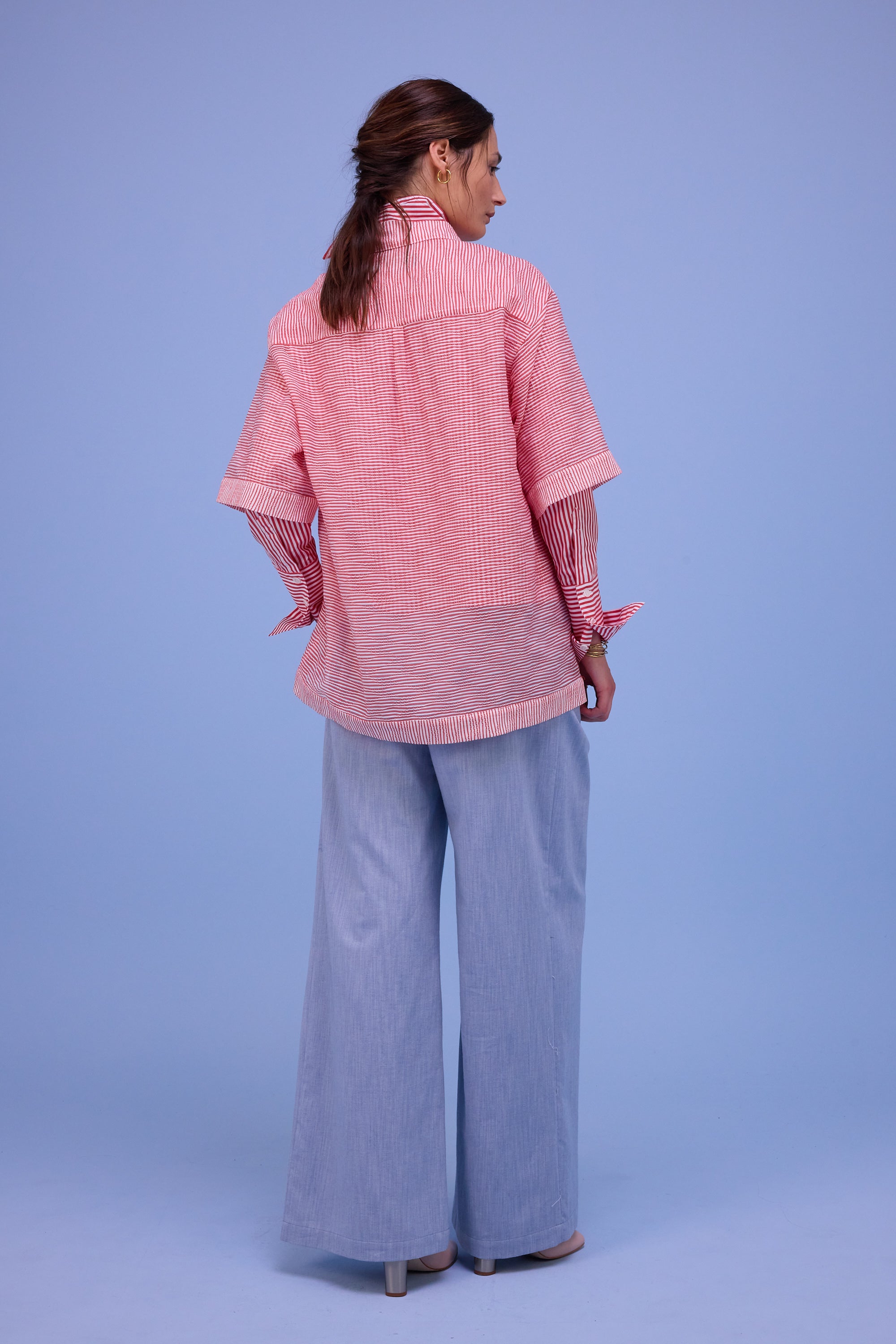 Halle blouse in red stripes