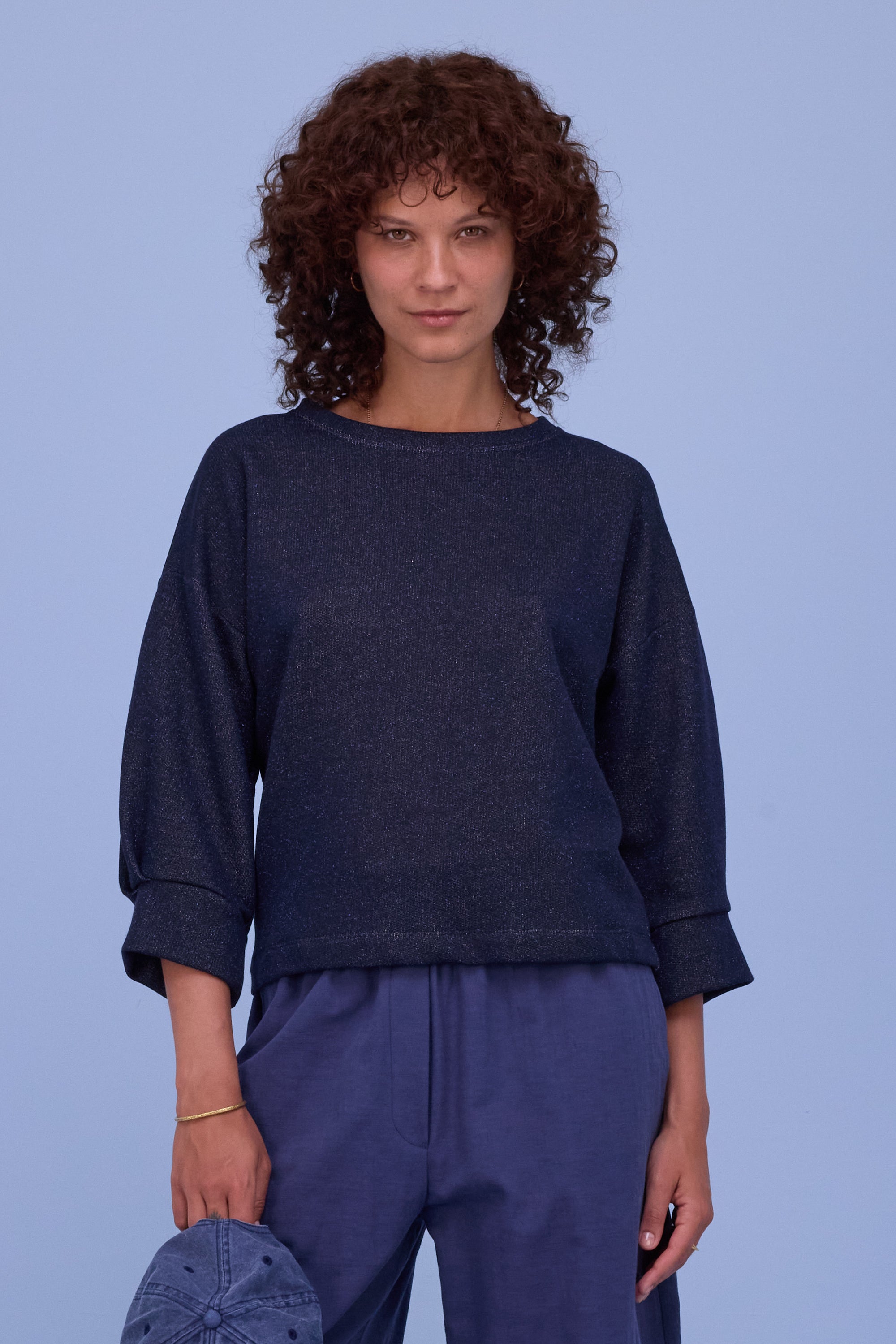 Cava sweater in night blue lurex