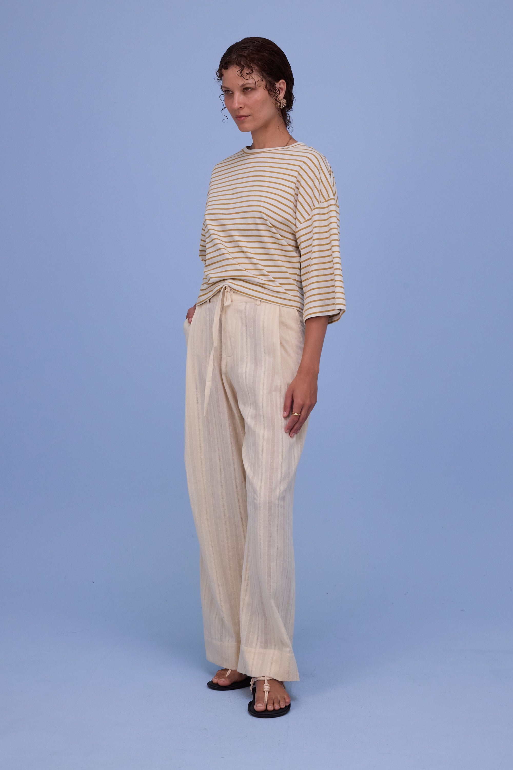 Dotty sweater in mustard breton stripes