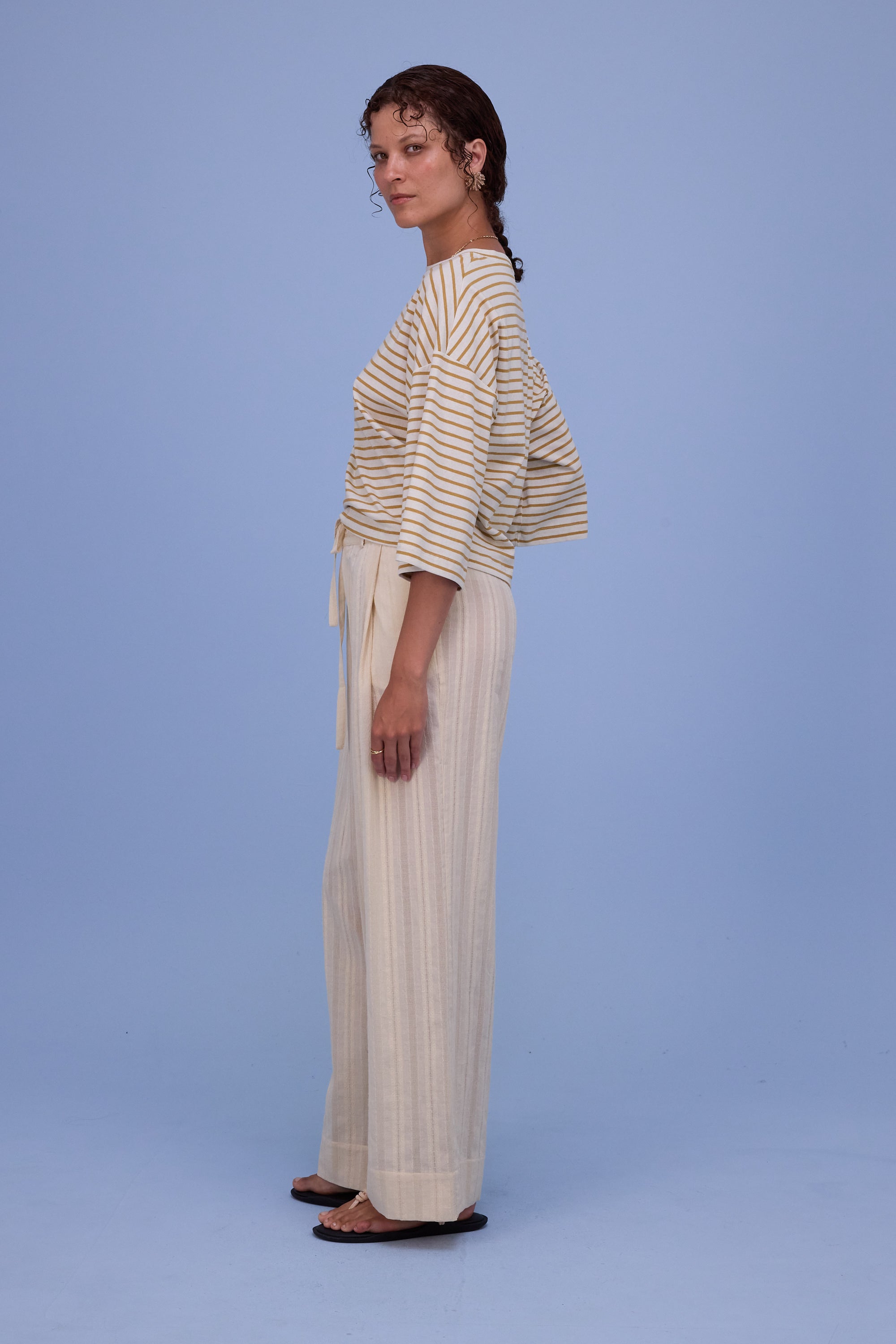 Dotty sweater in mustard breton stripes