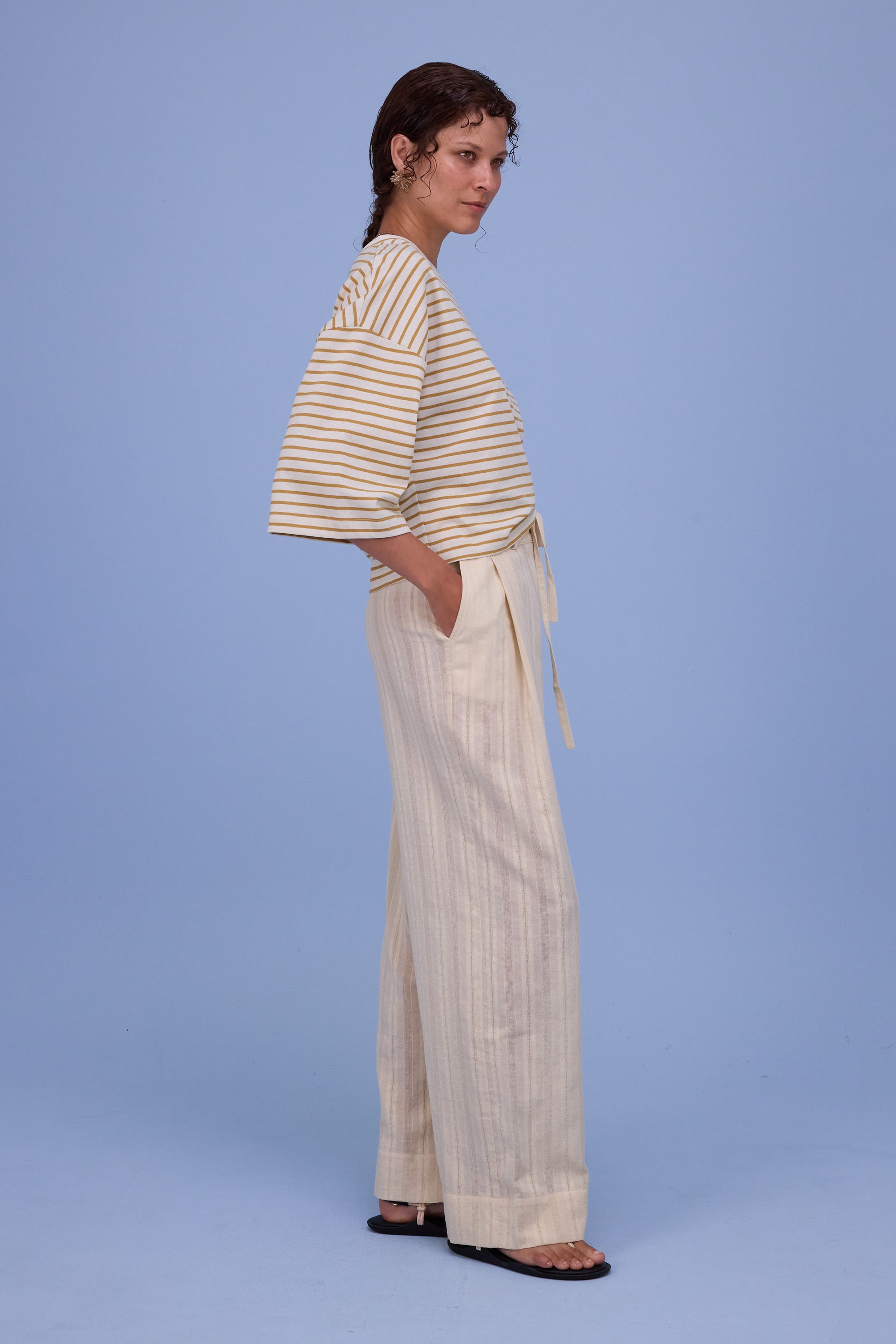 Dotty sweater in mustard breton stripes