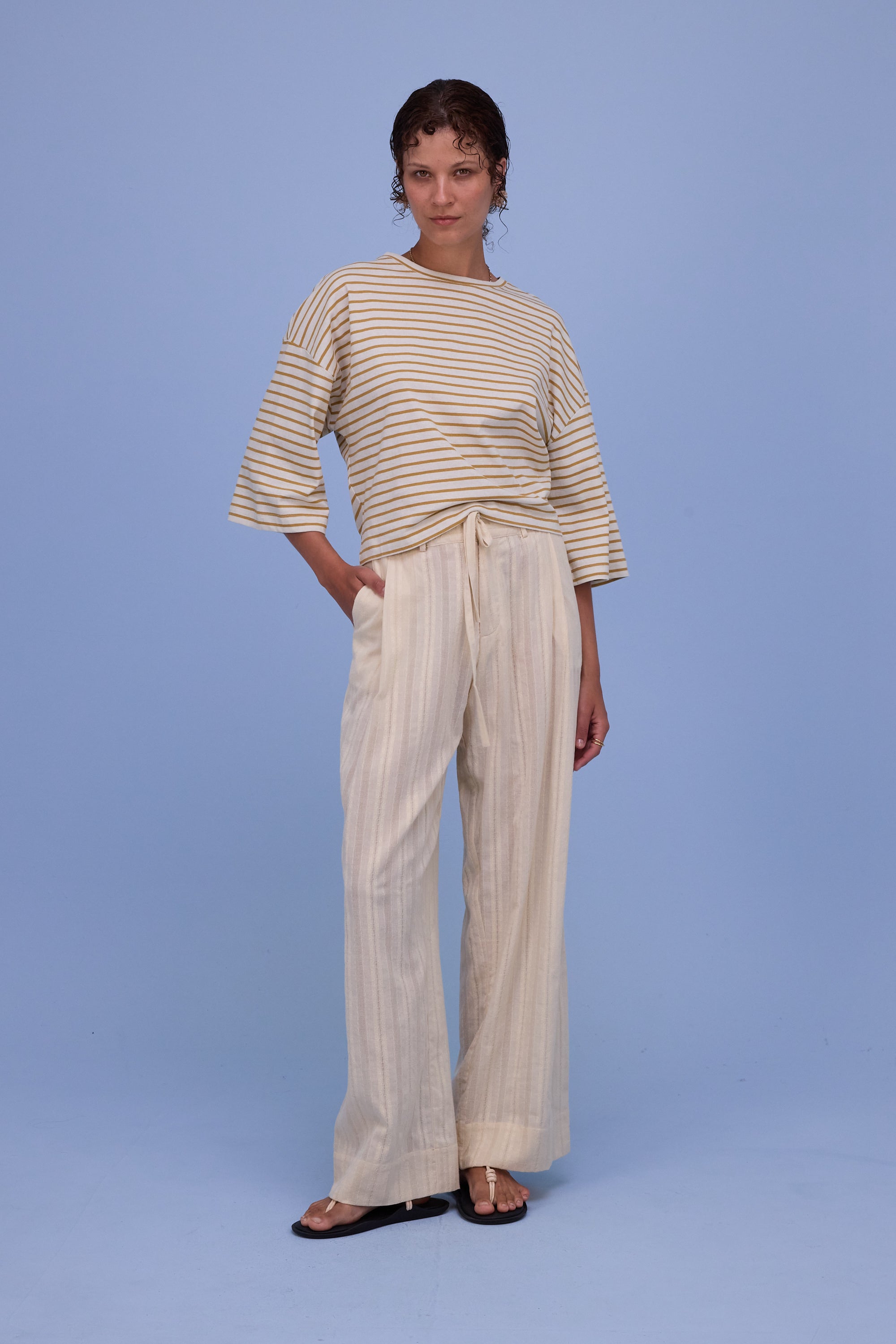 Dotty sweater in mustard breton stripes