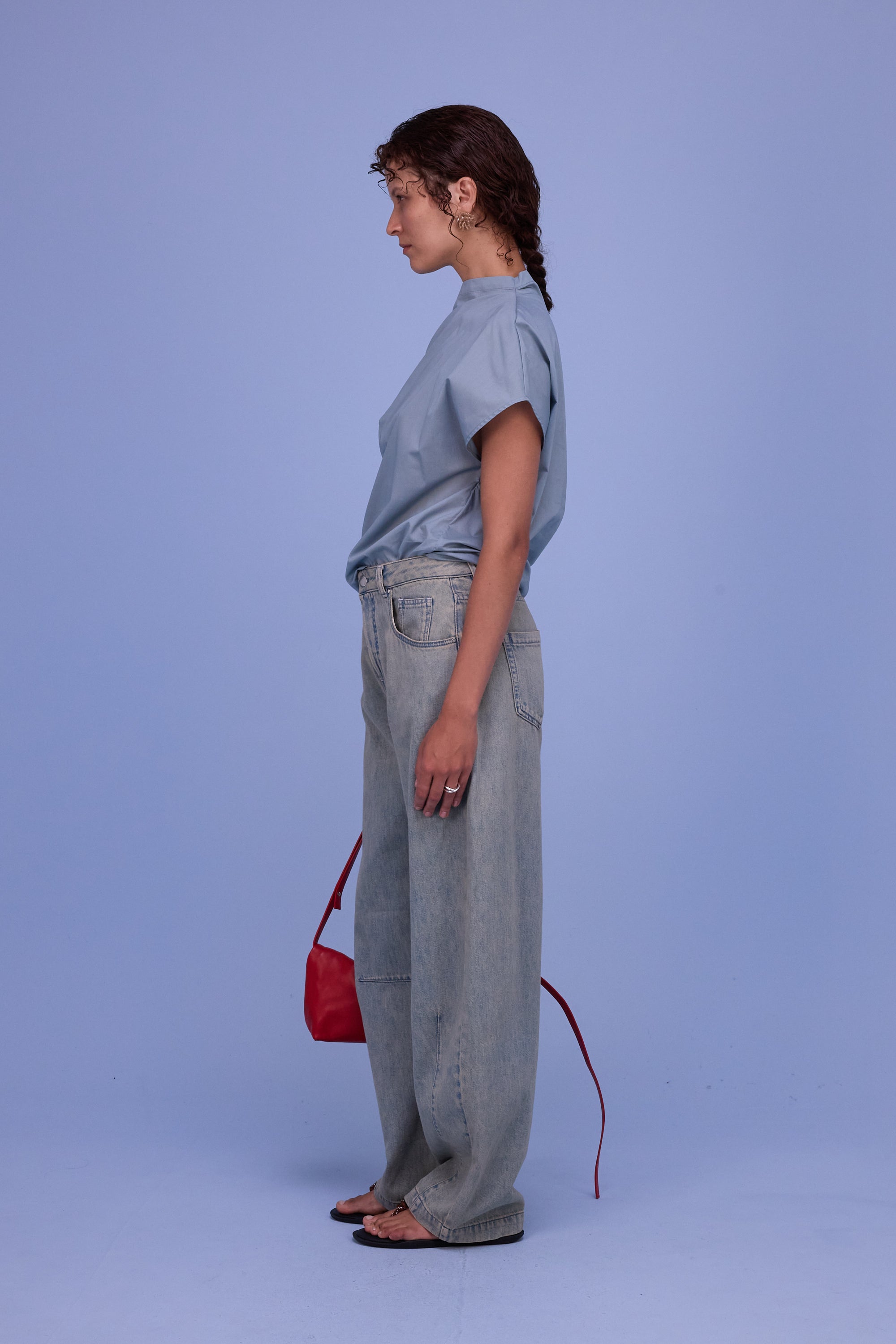 Feline top in dusk blue