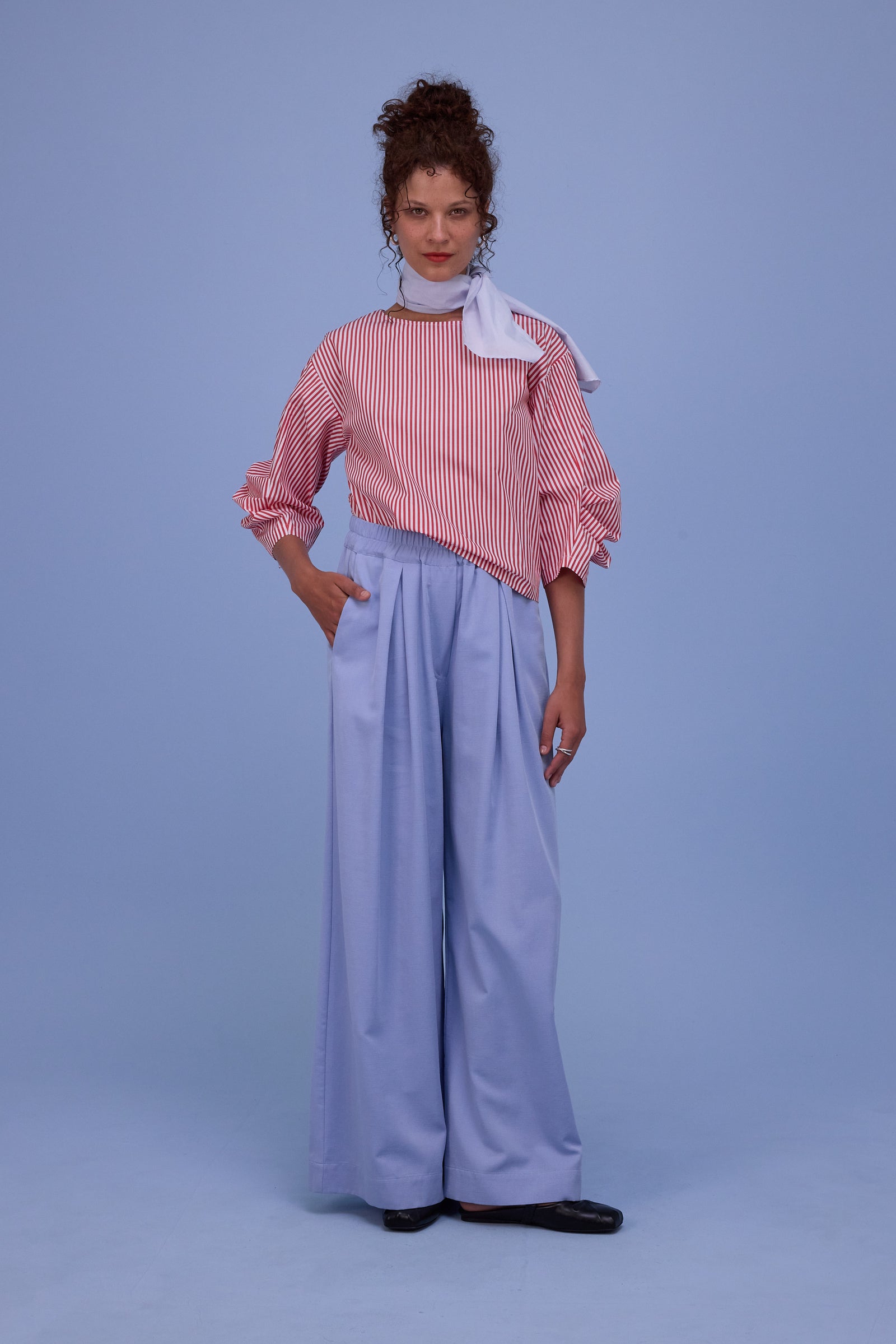 Camille blouse in red stripes