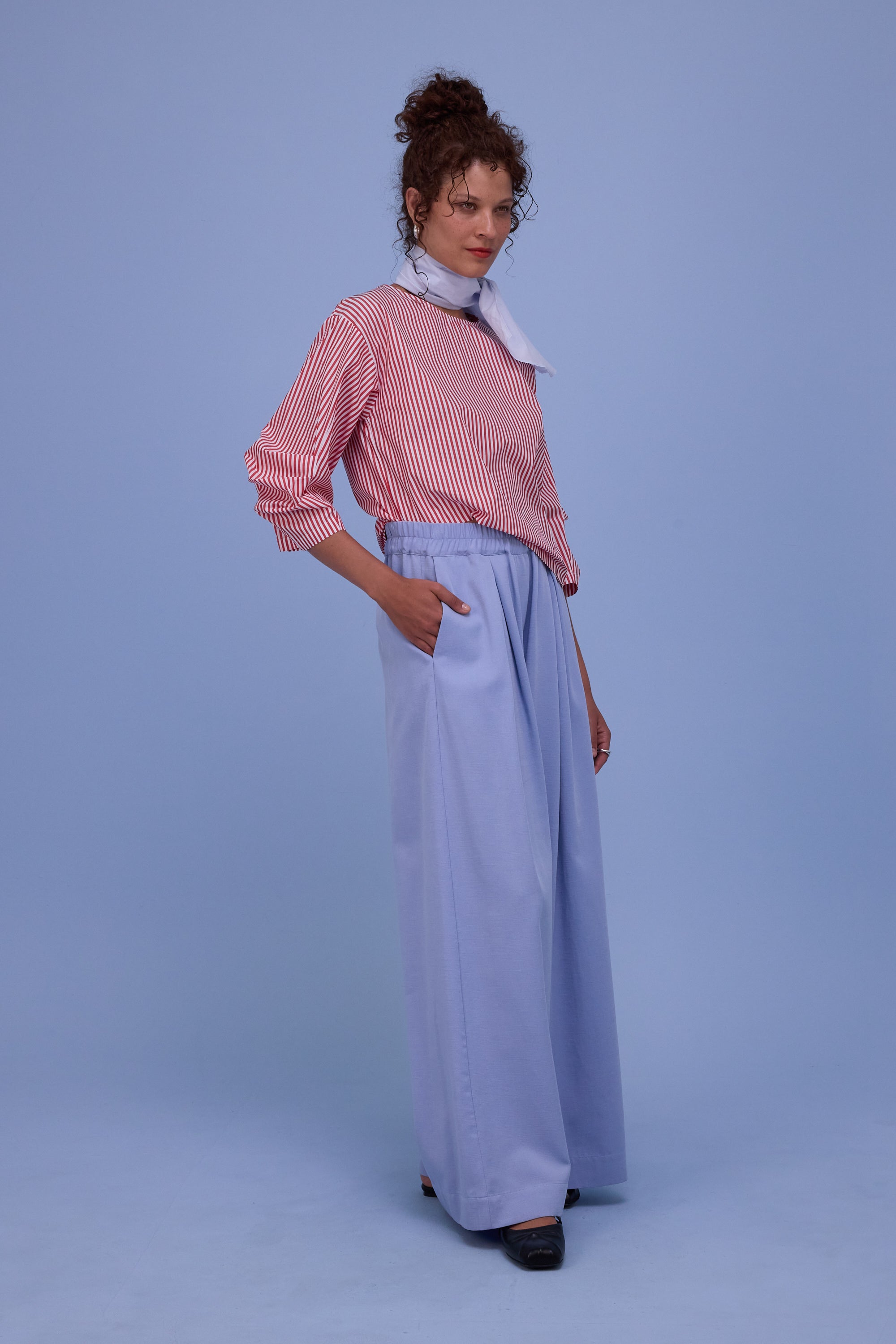 Camille blouse in red stripes