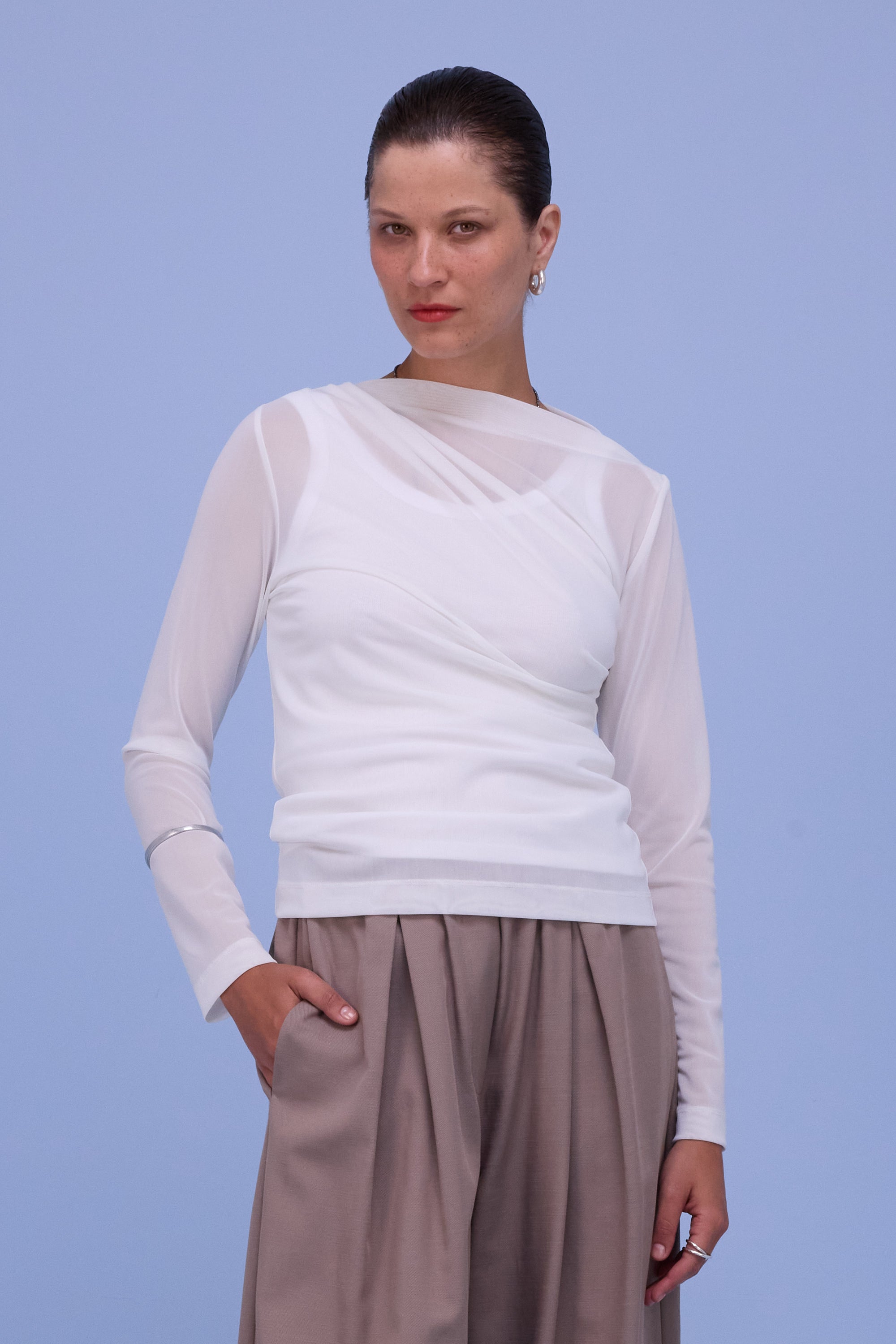 Anna T-shirt in white mesh