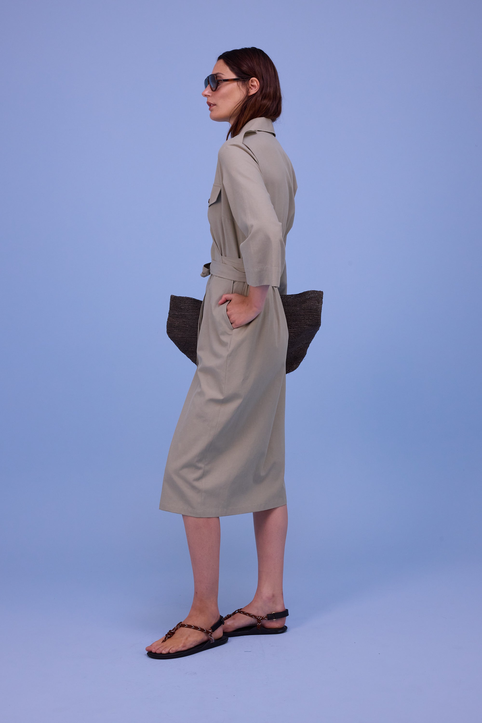 Hima jurk in dust sage