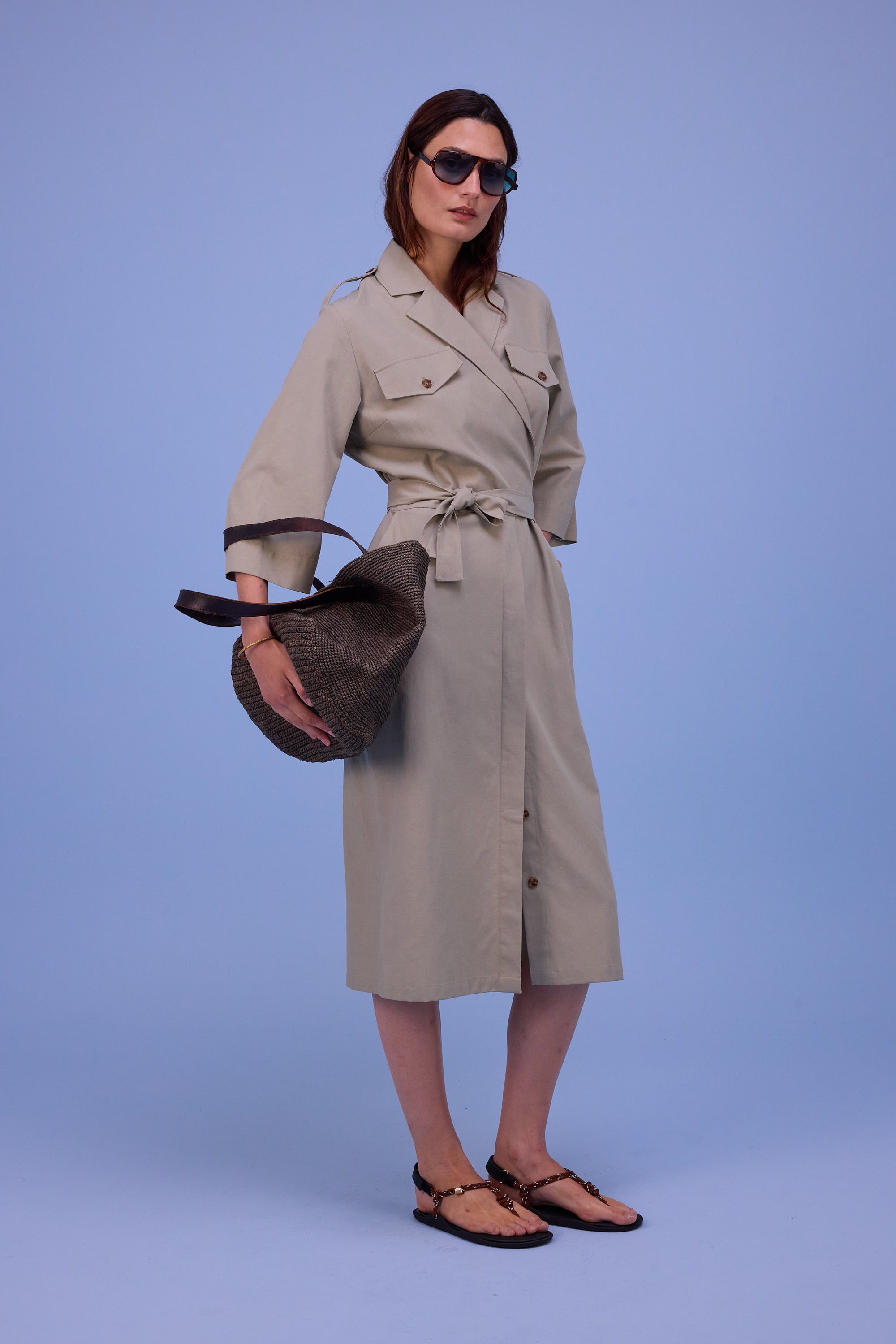 Hima jurk in dust sage