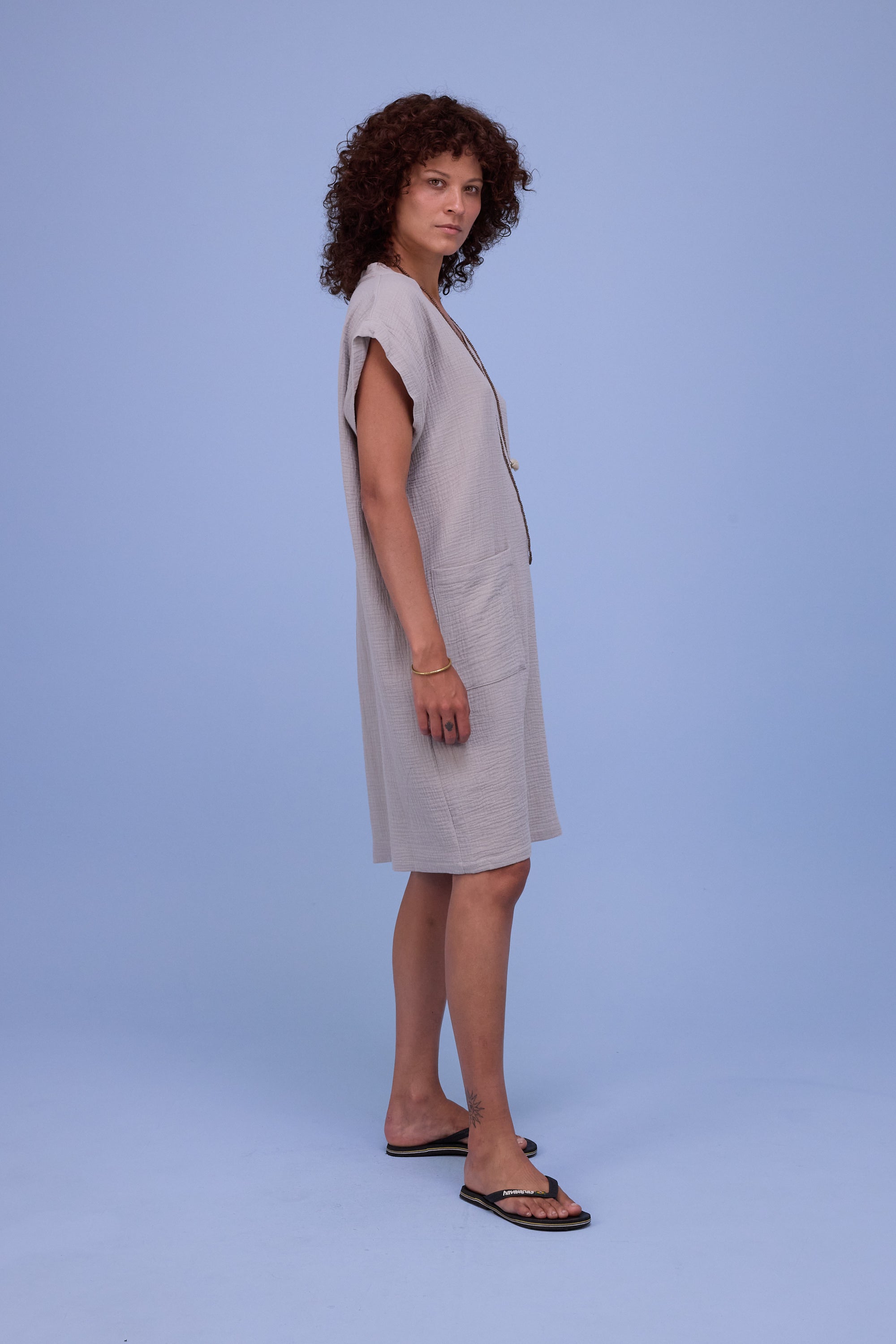 Helena dress in dove tetra
