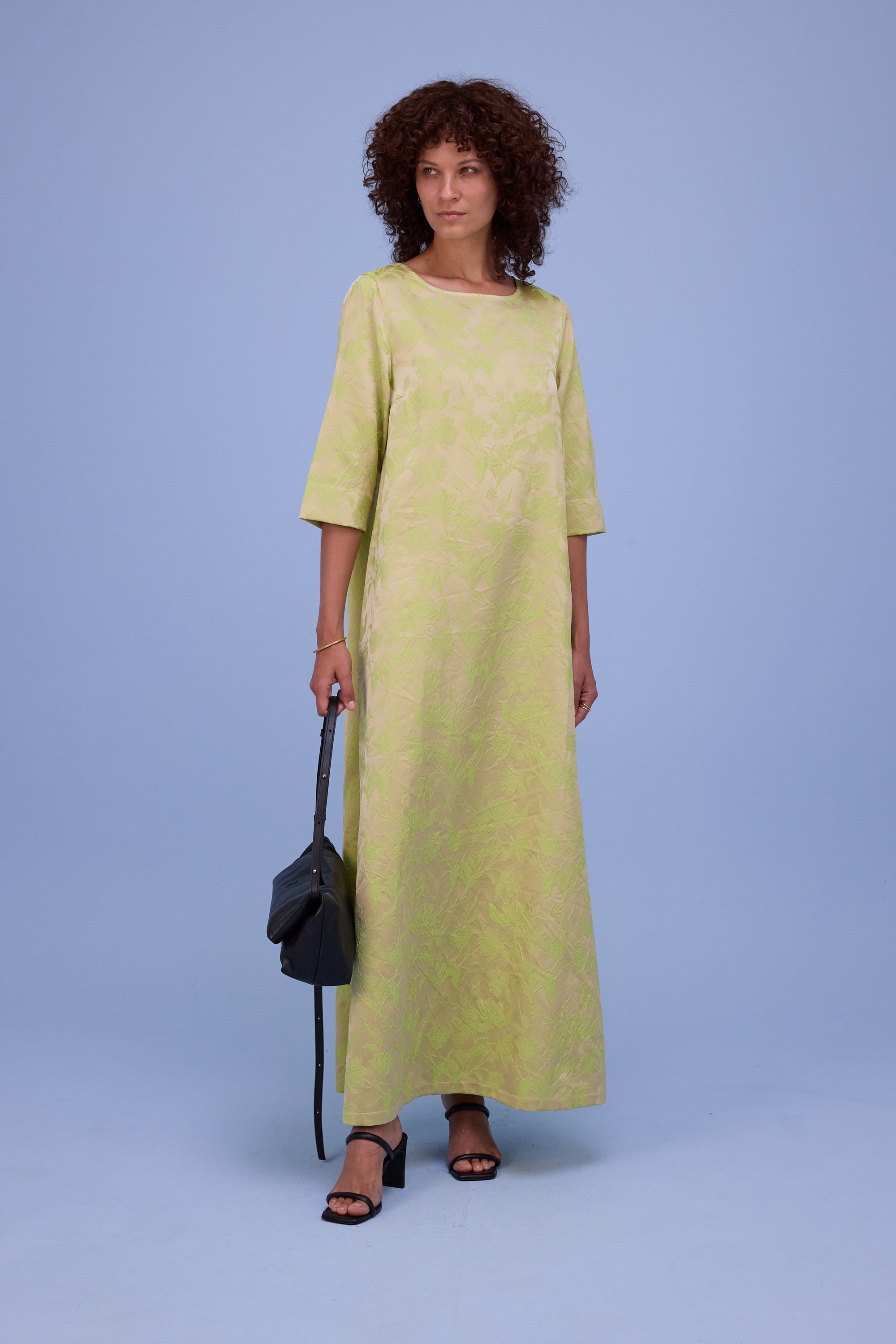Francine dress in lime glow jacquard