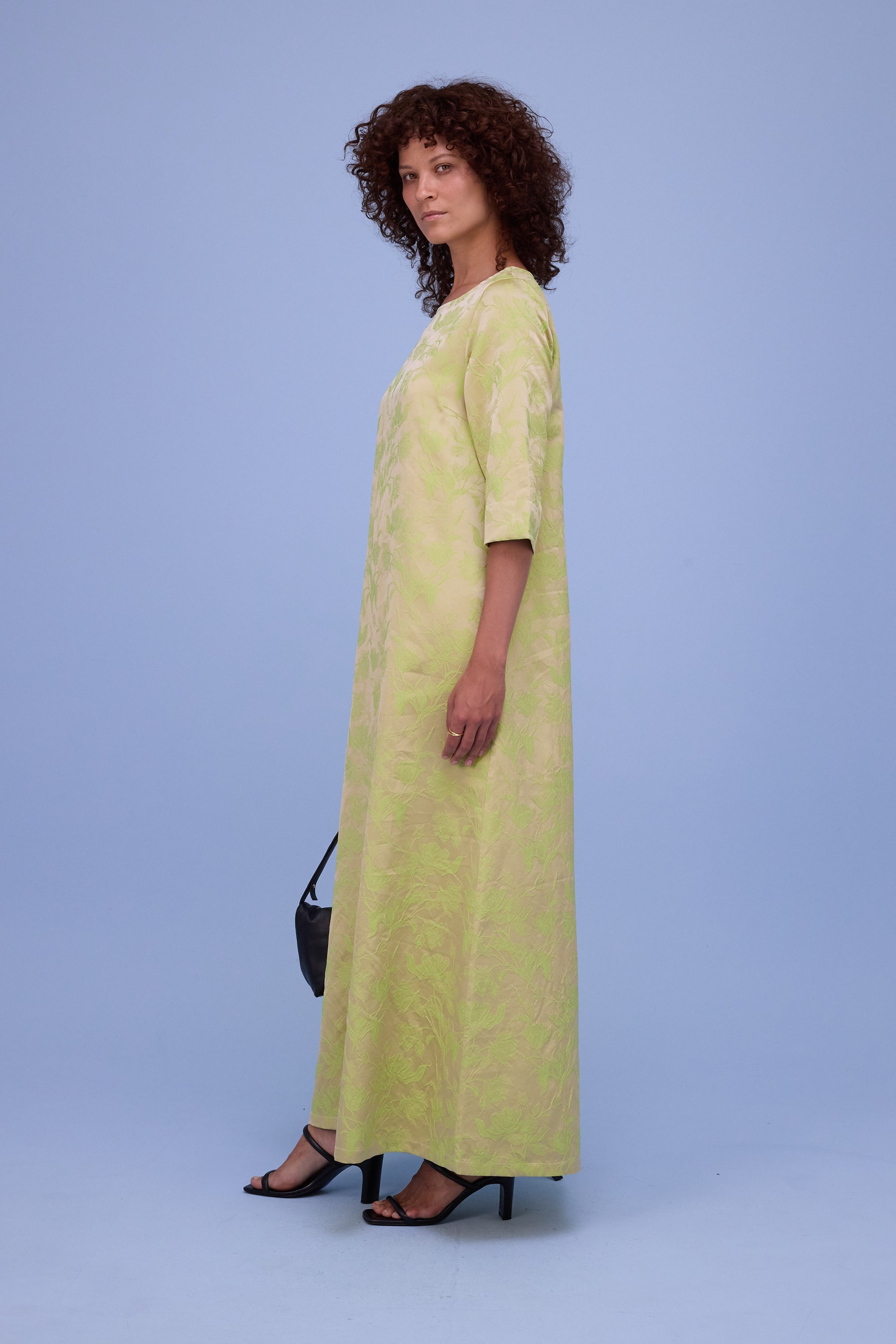 Francine dress in lime glow jacquard