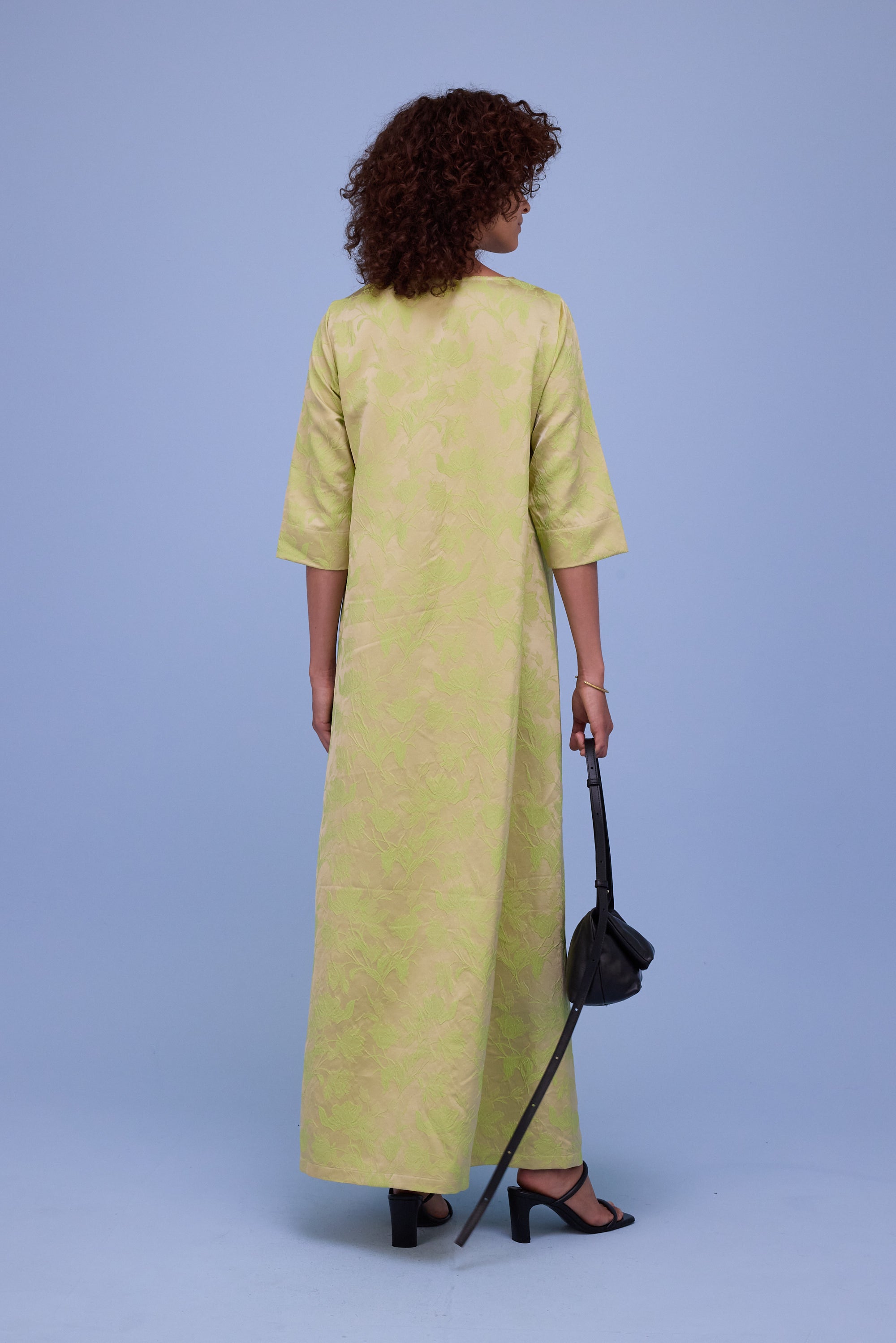 Francine dress in lime glow jacquard