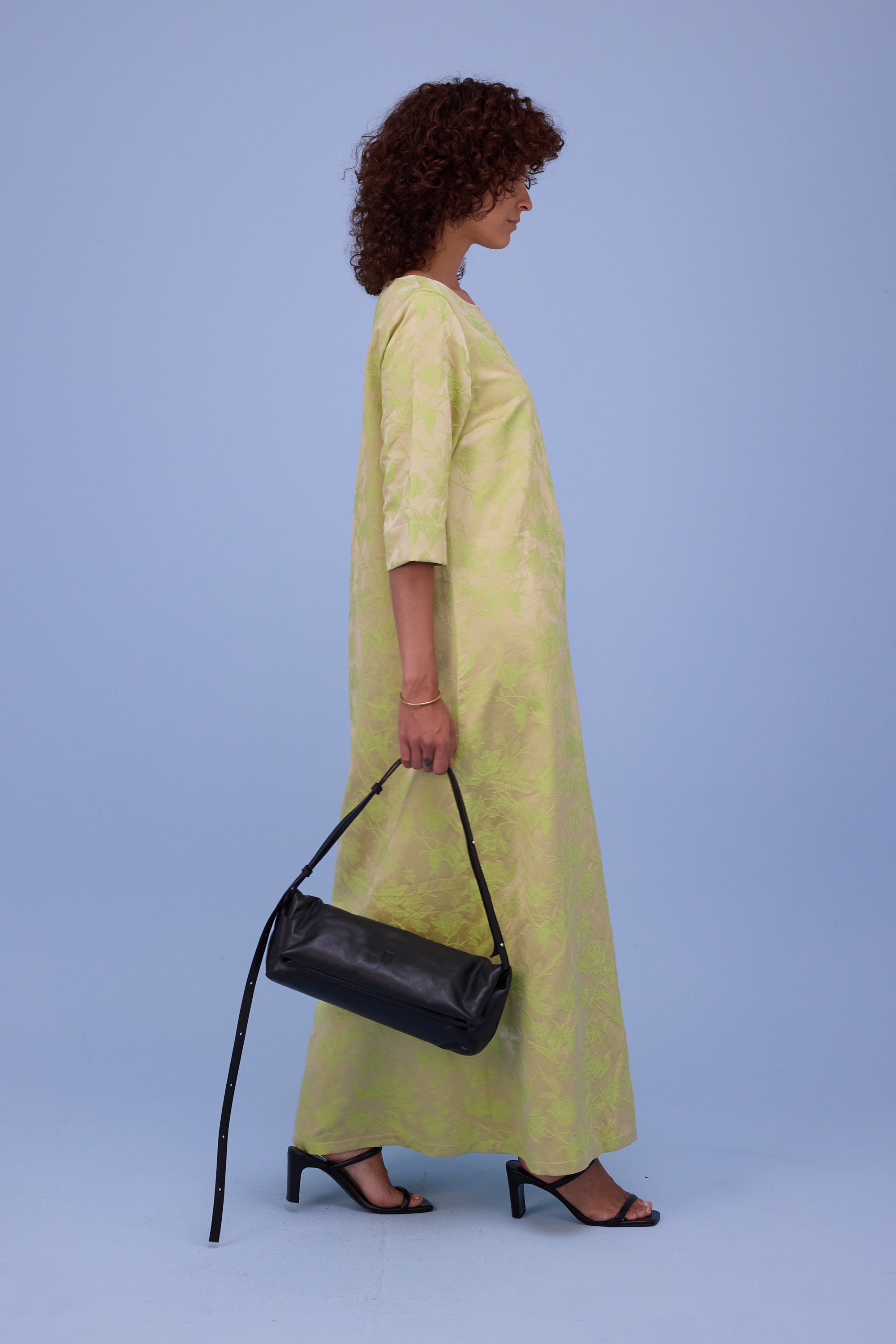 Francine dress in lime glow jacquard