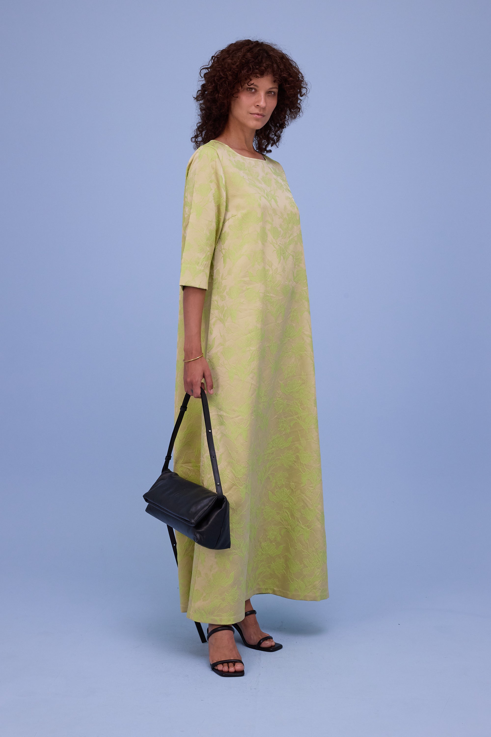 Francine dress in lime glow jacquard