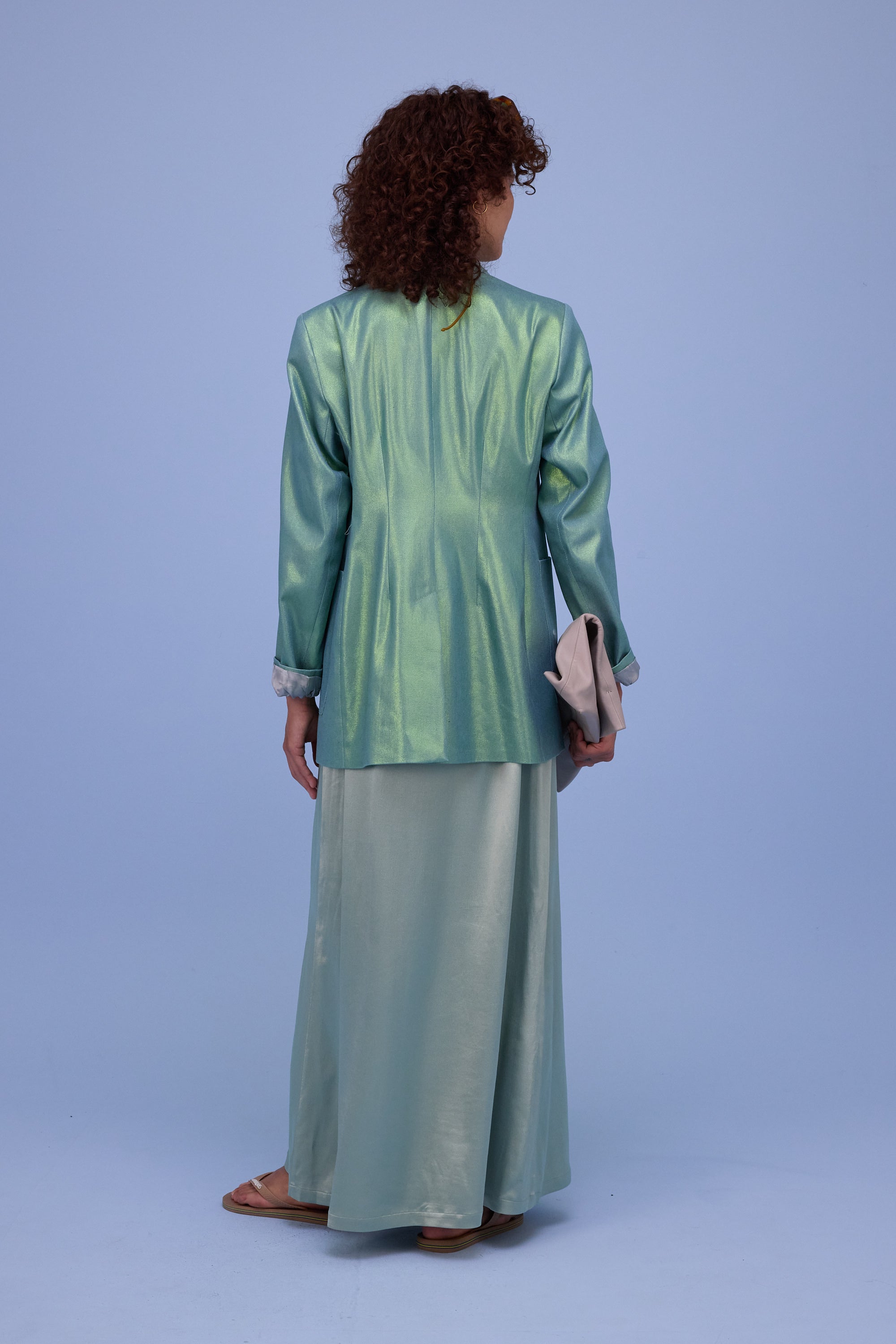 Francine dress in shiny aloe