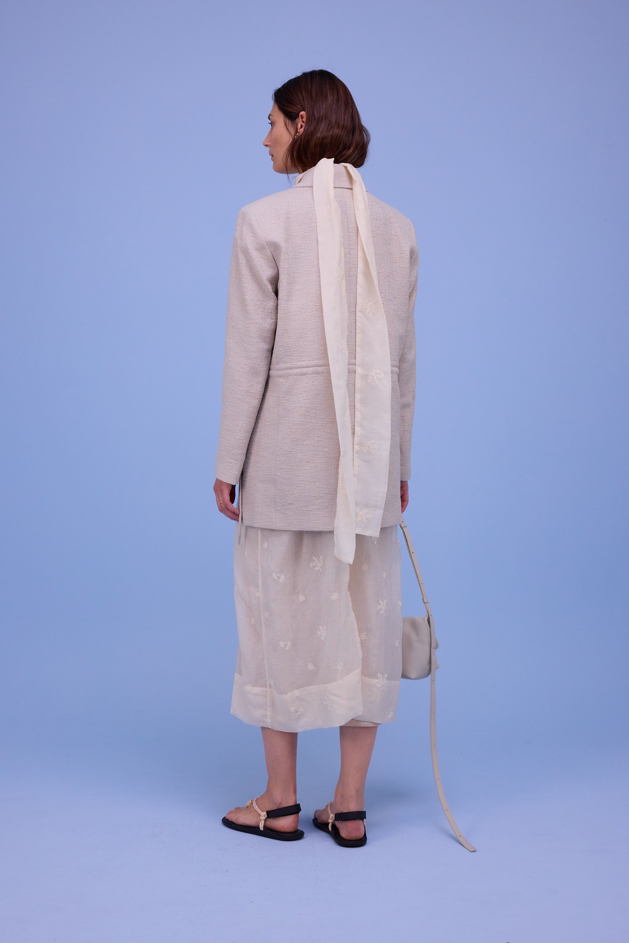 Harmon blazer in sand tweedy cotton