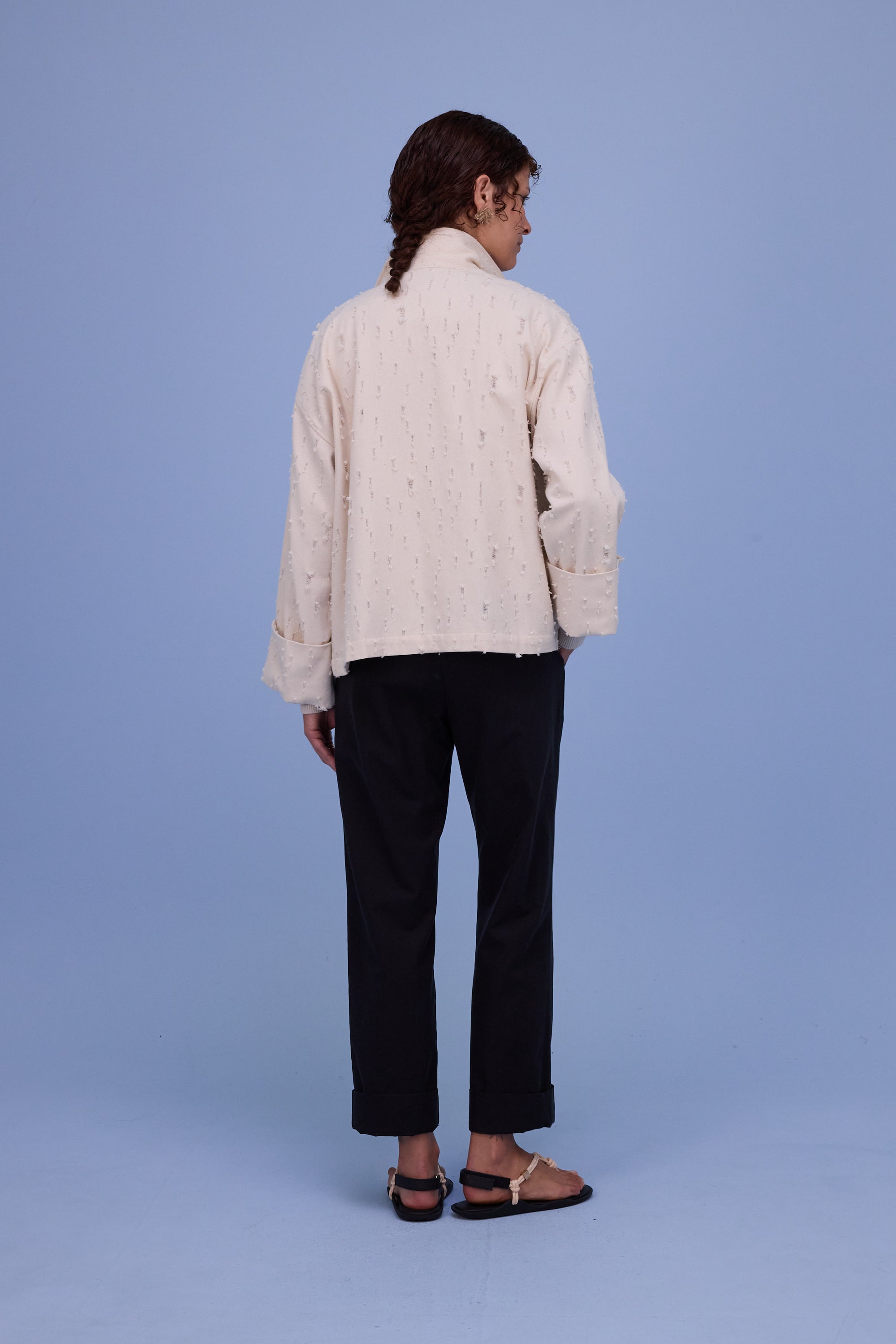 Helder jacket in ecru ripped cotton