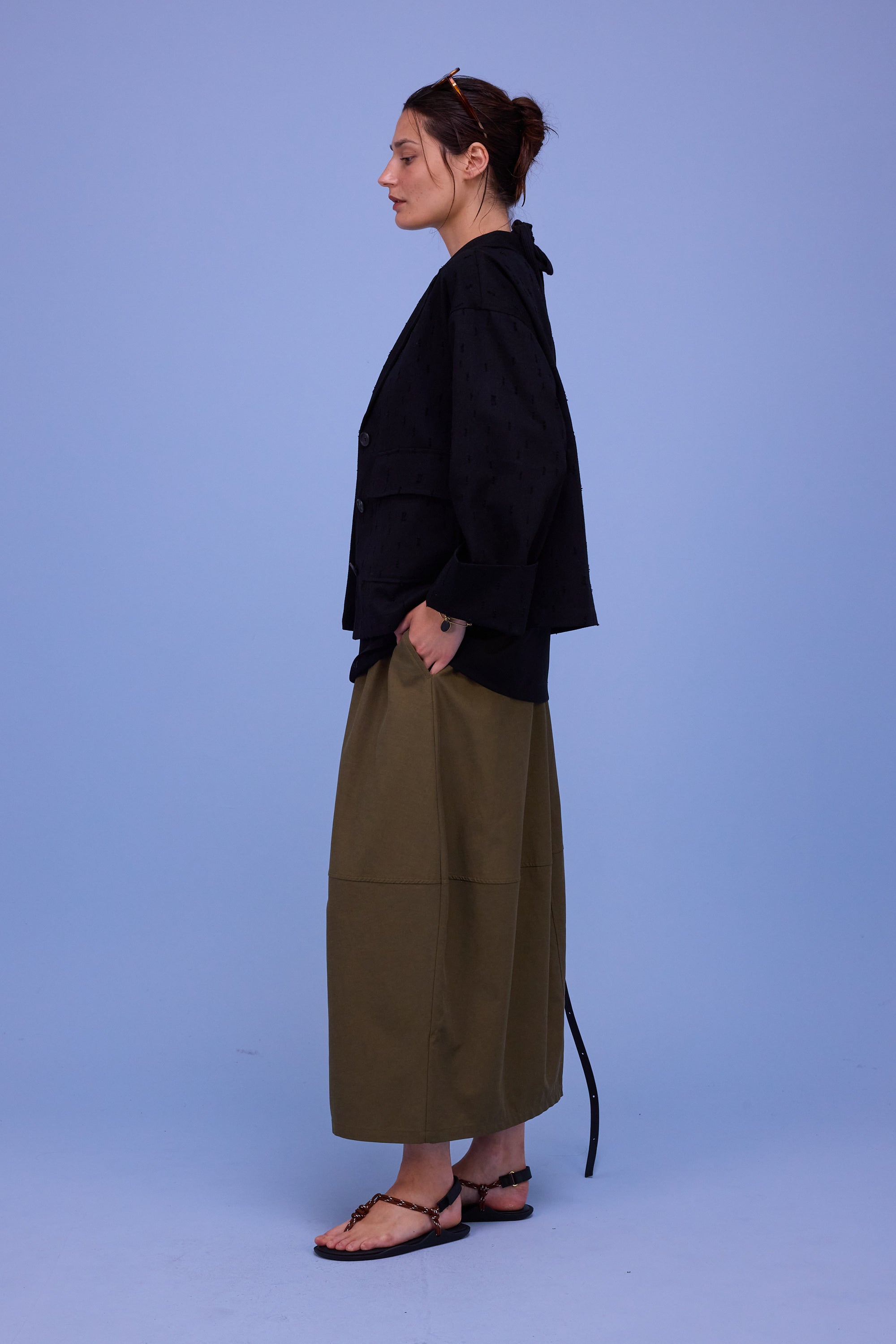 Helder jasje in black ripped cotton