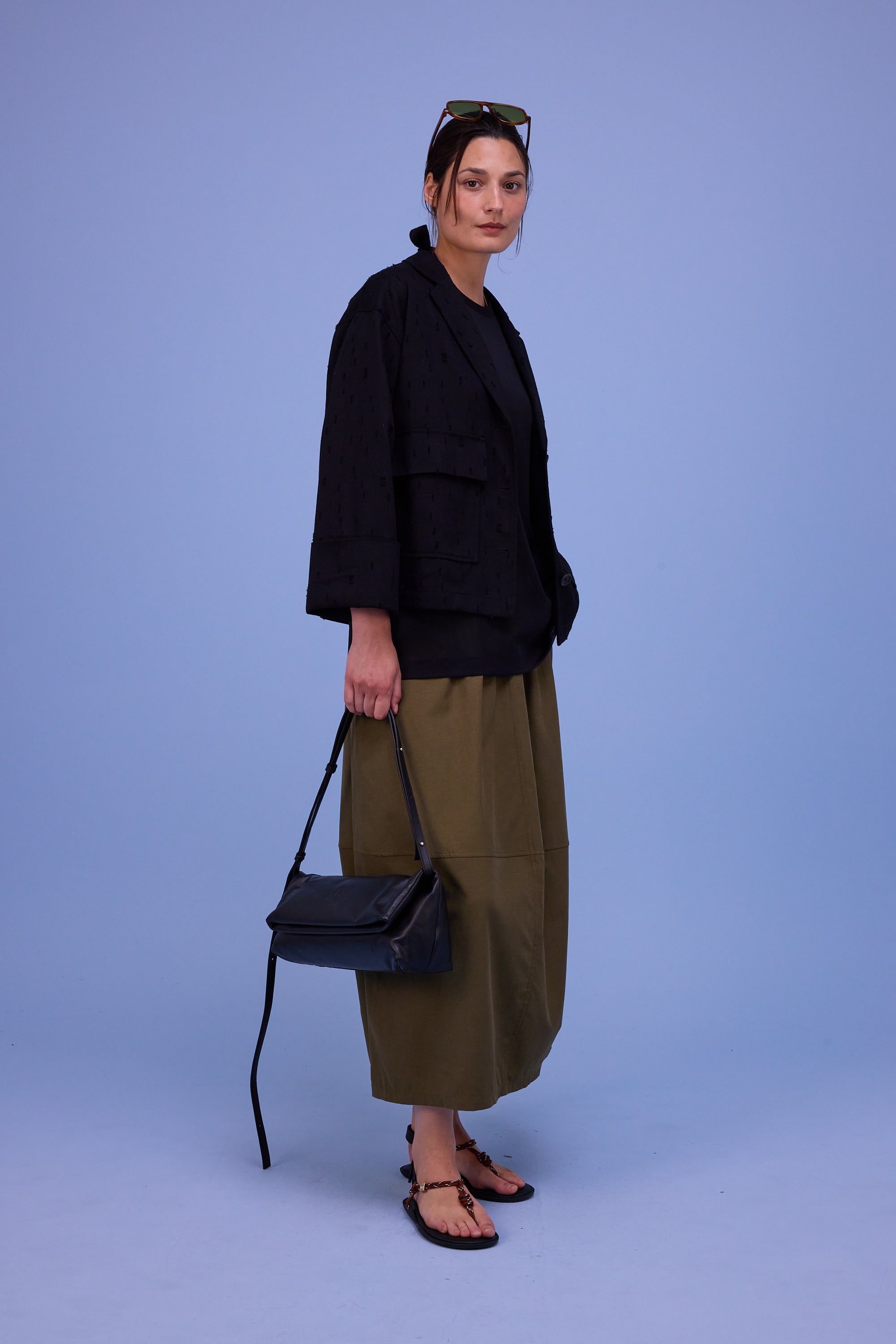 Helder jasje in black ripped cotton