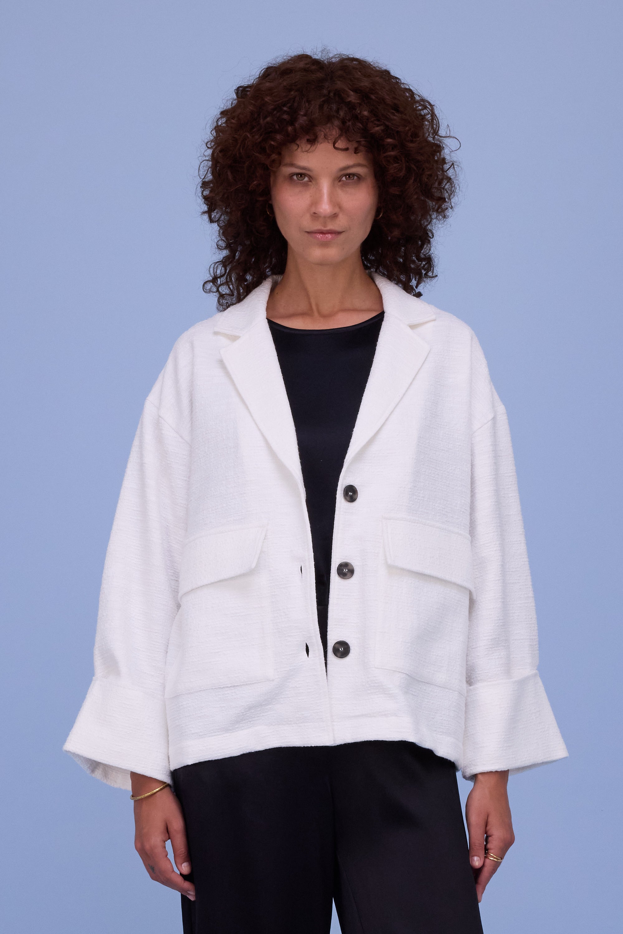 Helder jacket in white tweedy cotton