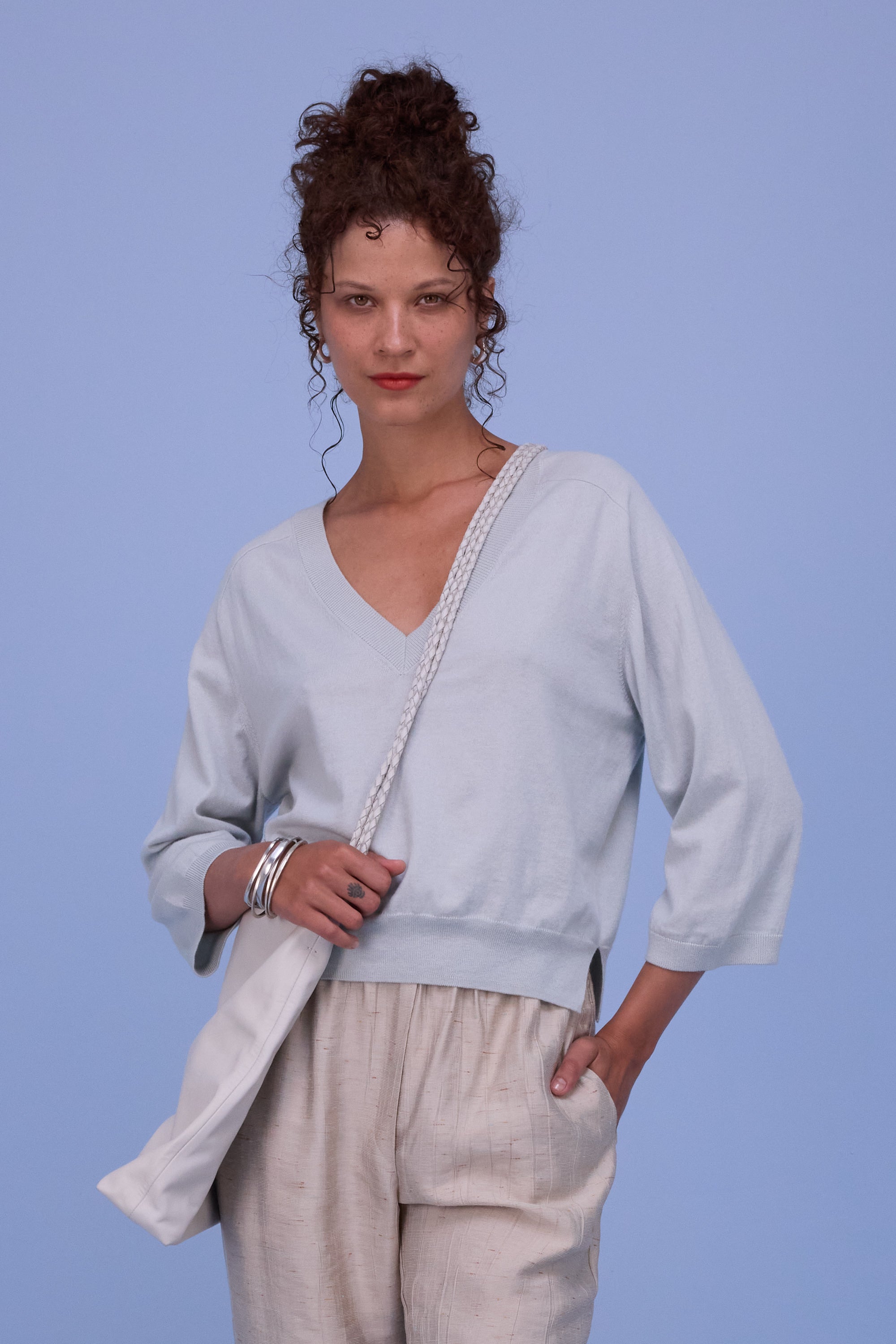 Hamina knitted sweater in springwater