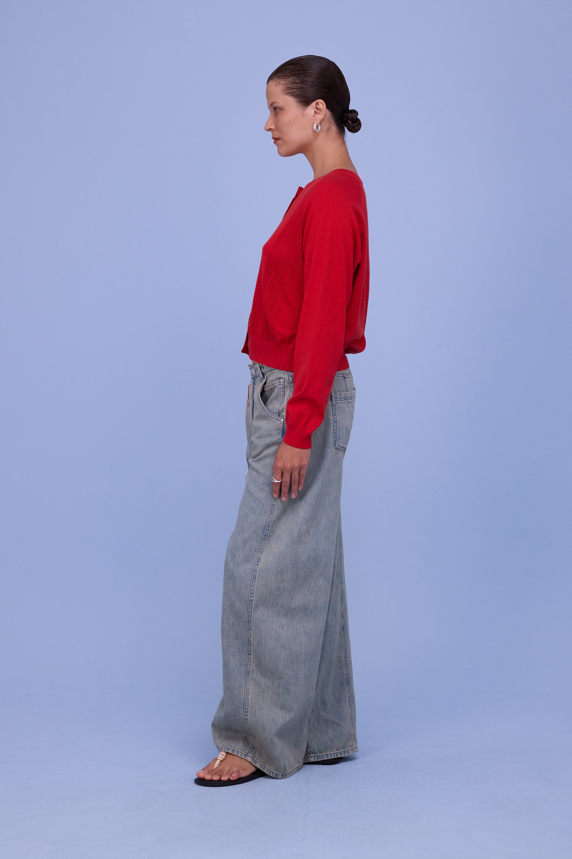 Havar cardigan in coral red