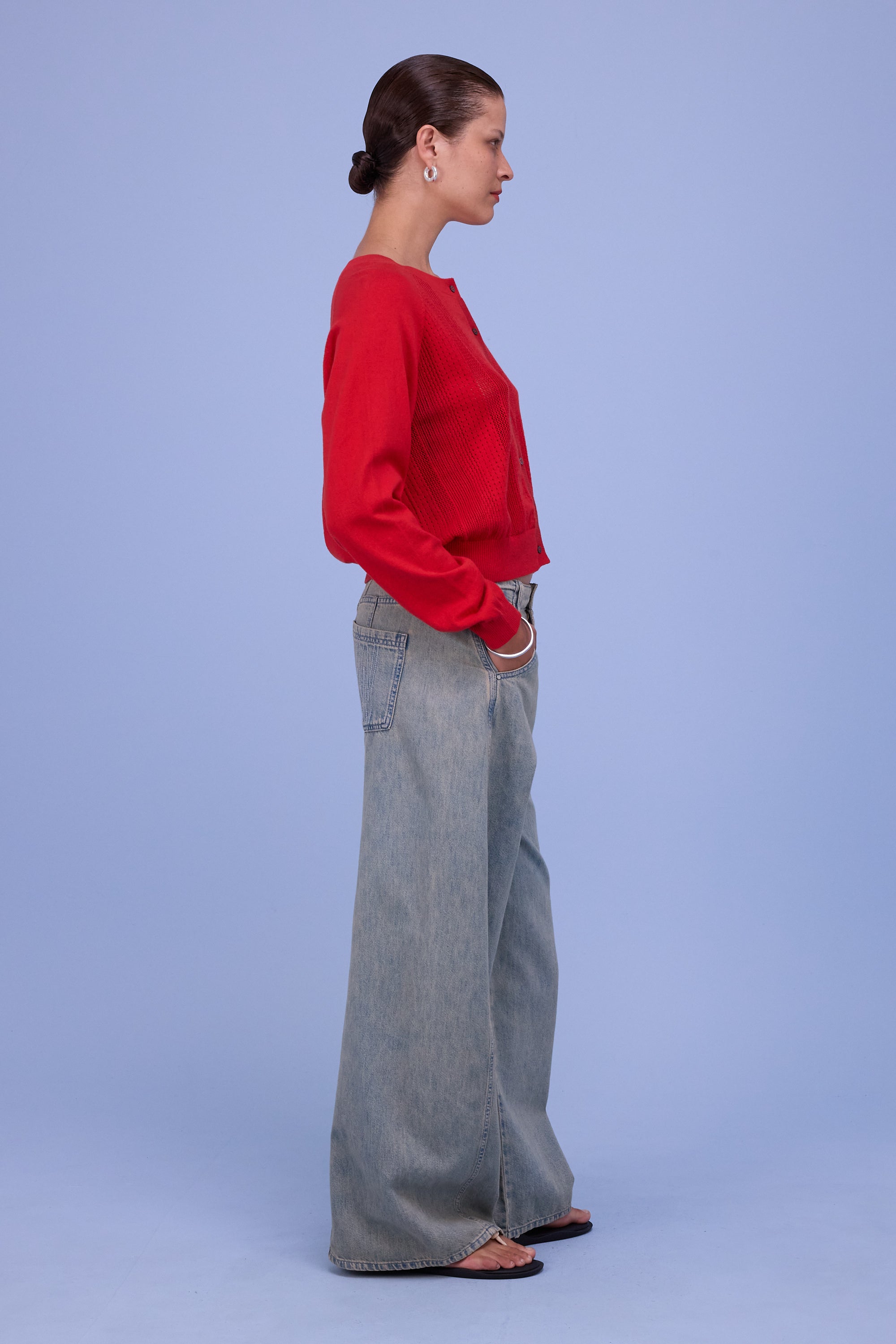 Havar cardigan in coral red