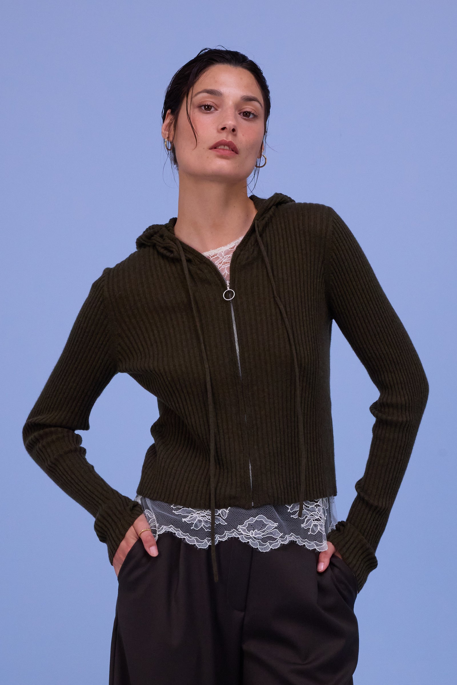 Hendaye cardigan in nori green